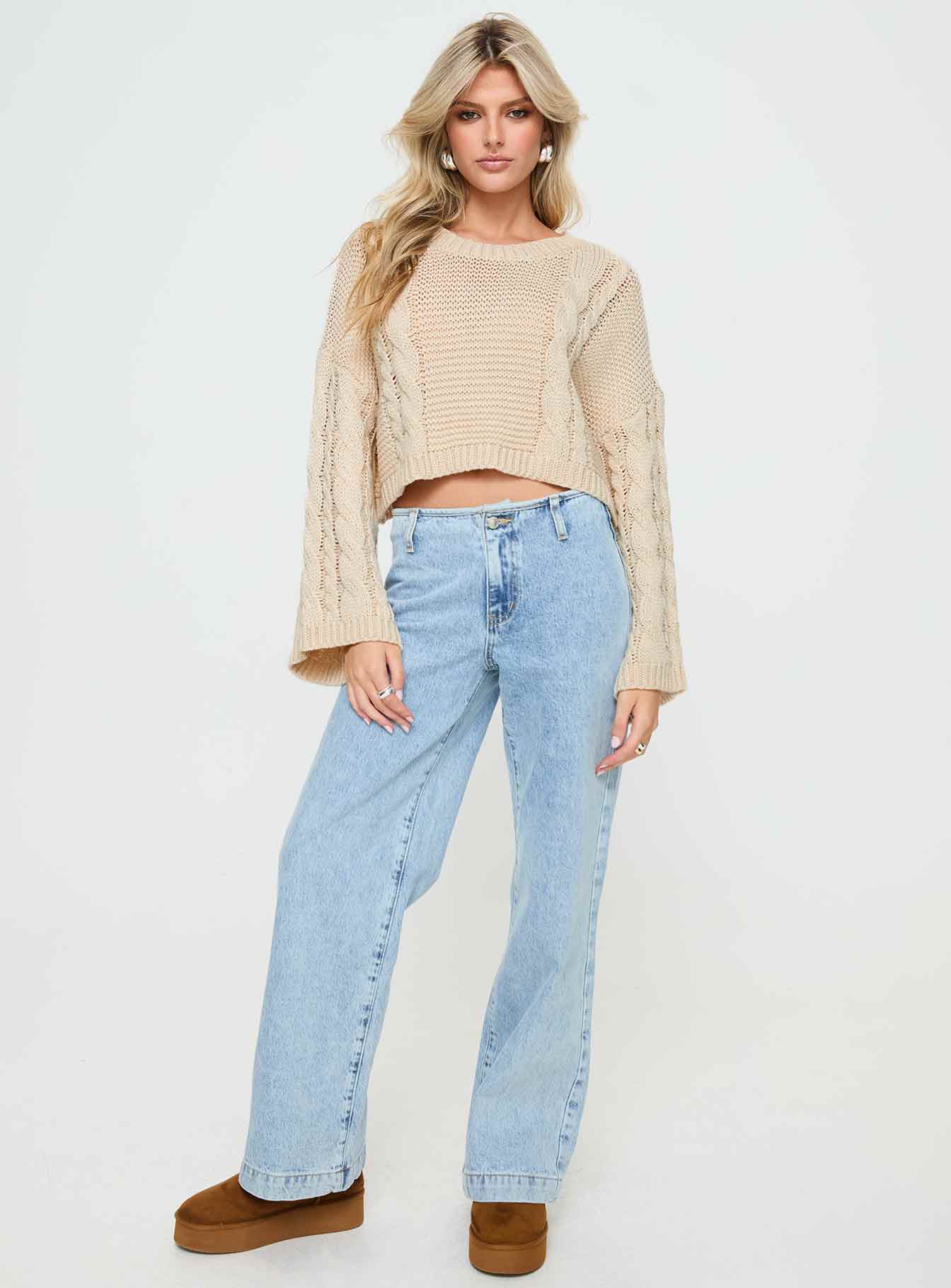 Charel Cable Knit Sweater Beige - Image 2