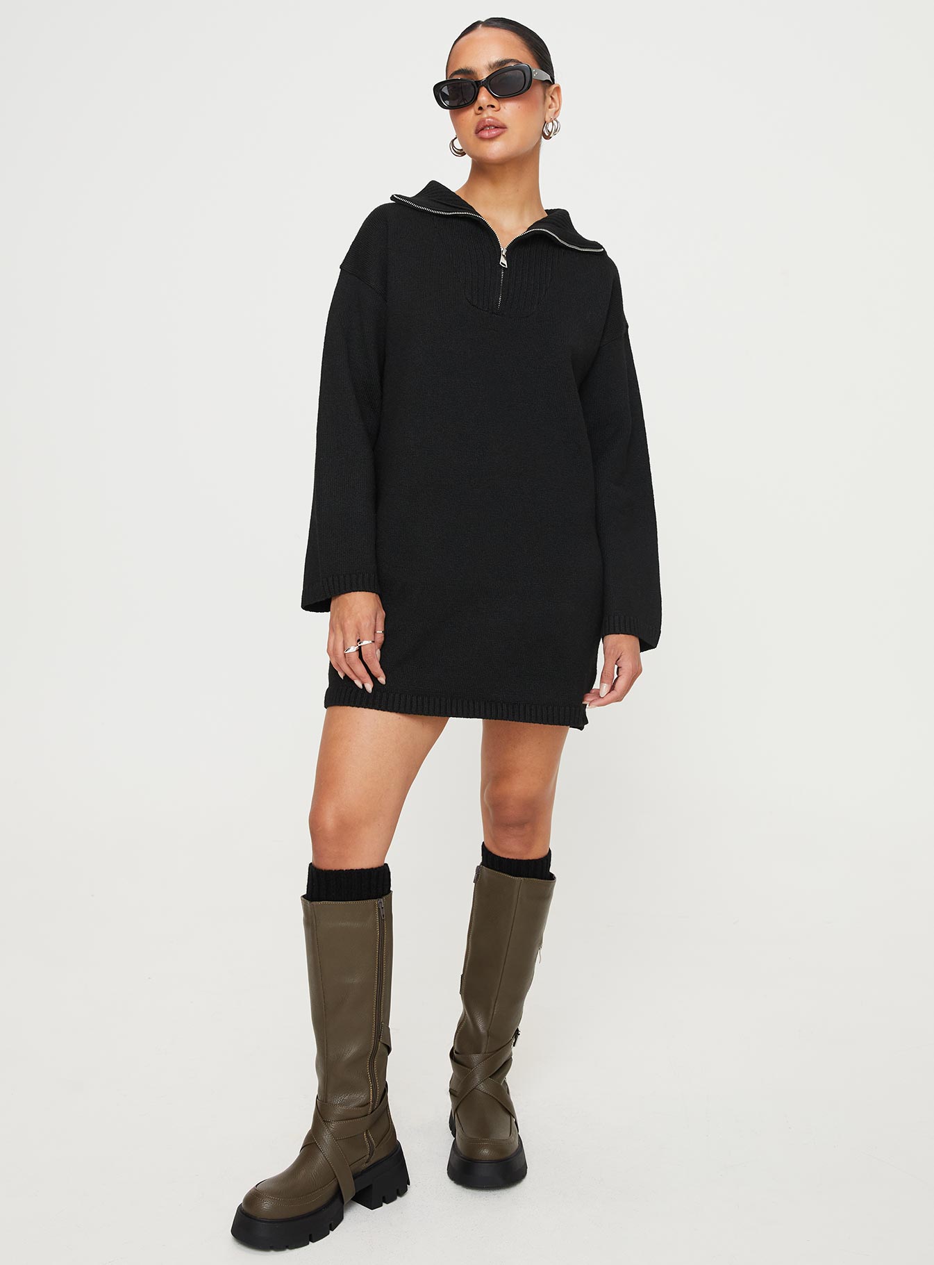 Darmi Mini Sweater Dress Black - Image 4