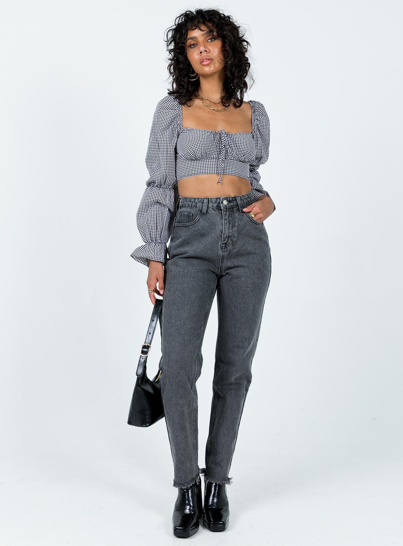 Bellevue Gingham Top Black / White - Image 2