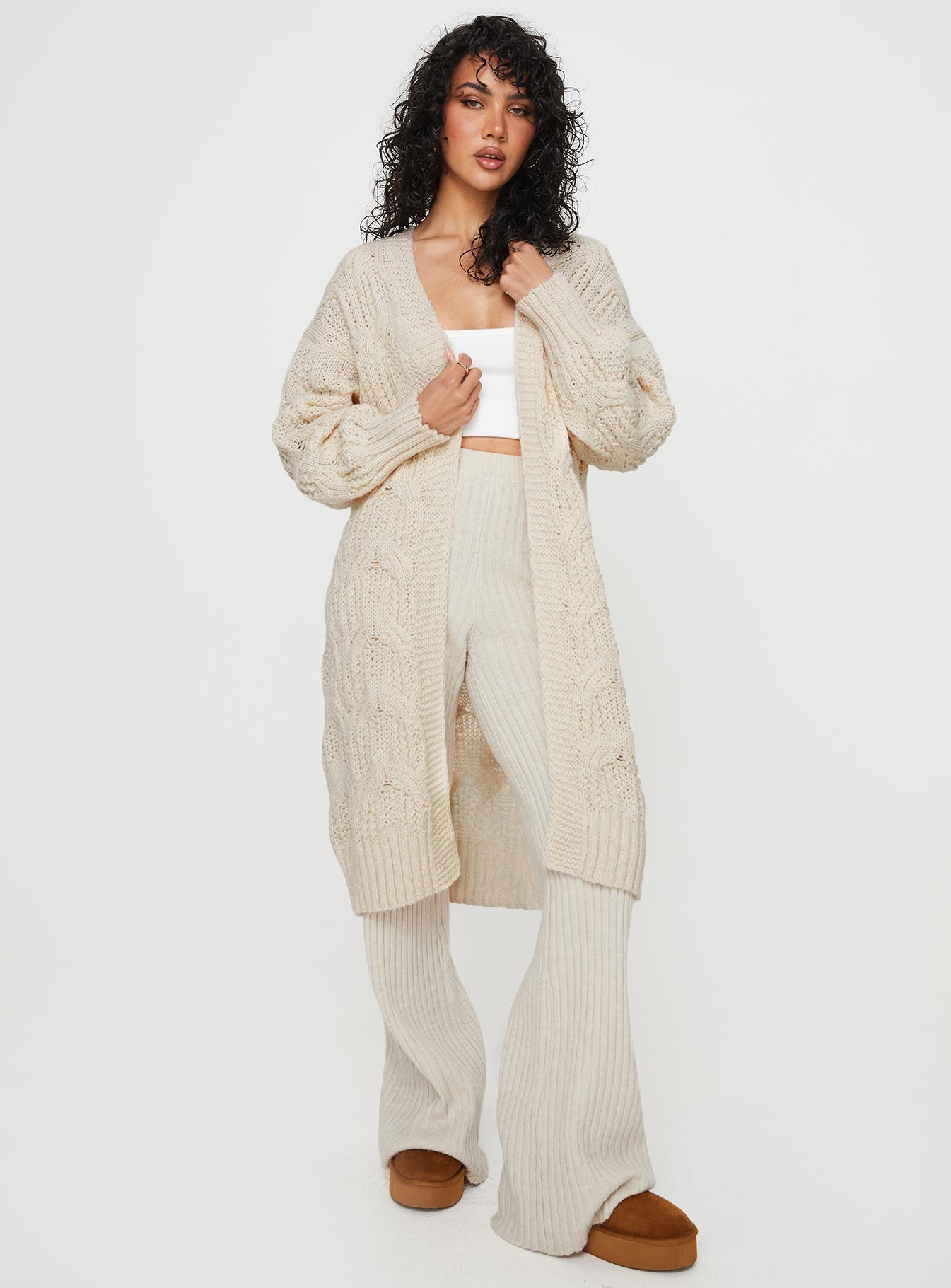 Bryer Longline Cardigan Cream - Image 3