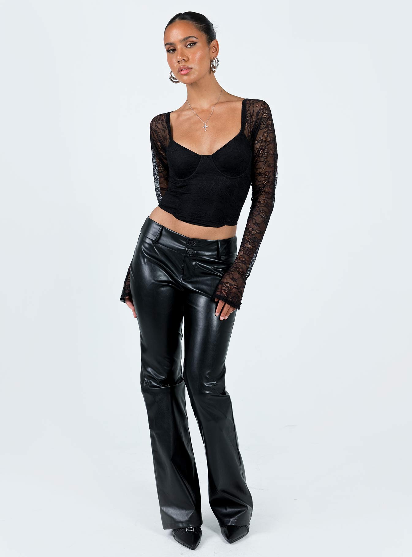 Purnell Long Sleeve Lace Top Black - Image 3