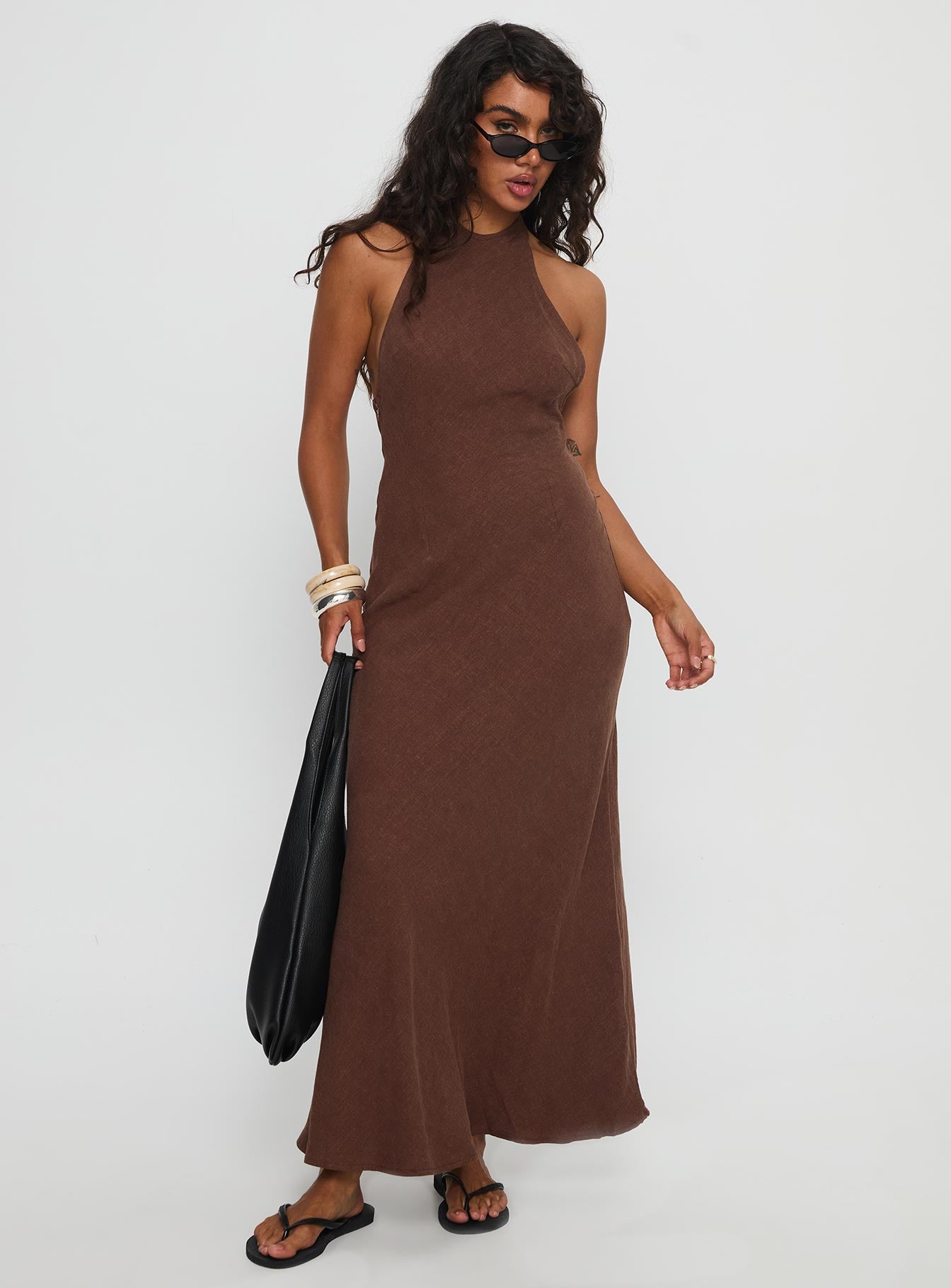 Annetta Halter Maxi Dress Chocolate - Image 3
