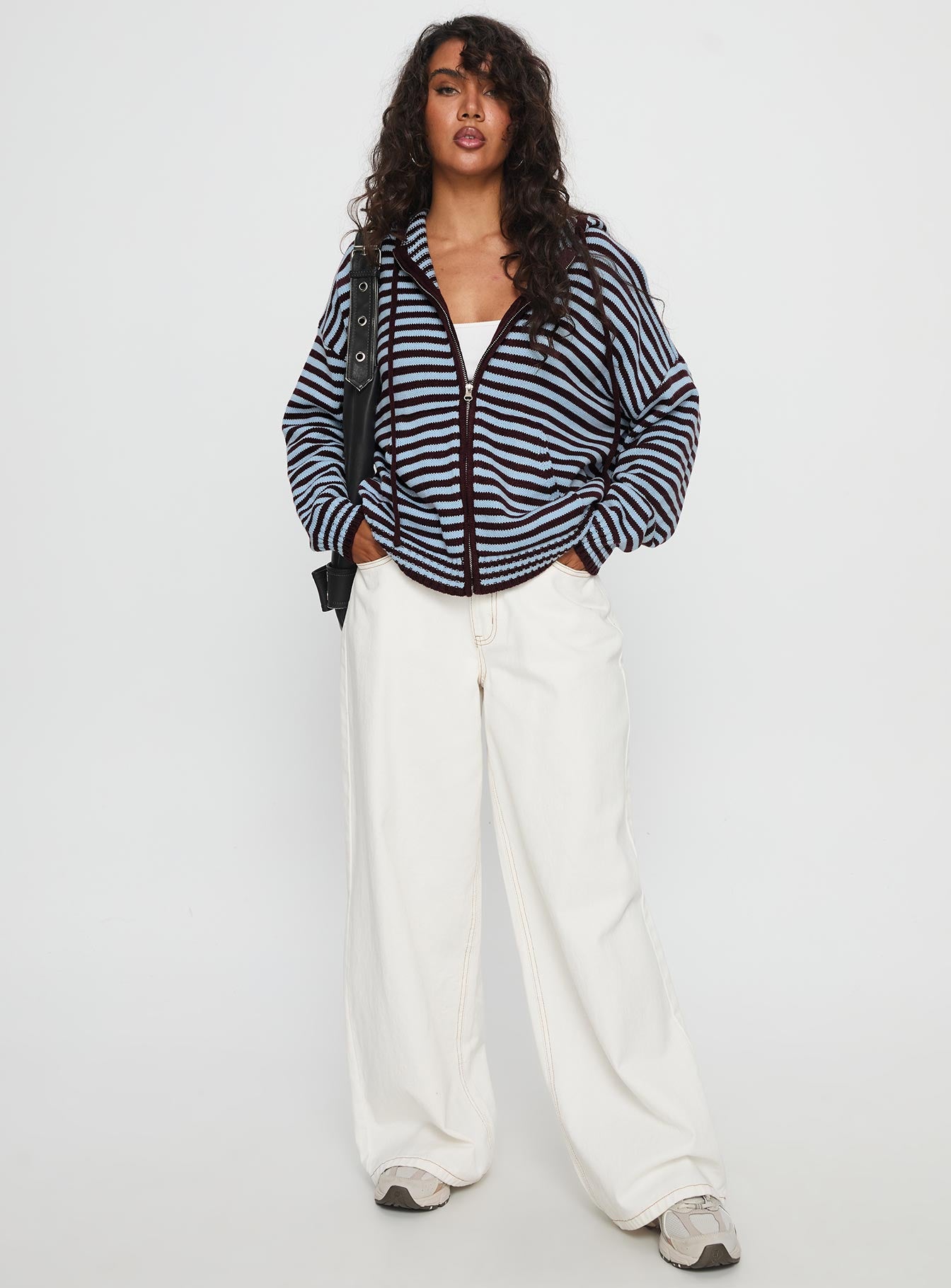 Brienna Zip Jacket Burgundy / Blue Stripe - Image 2