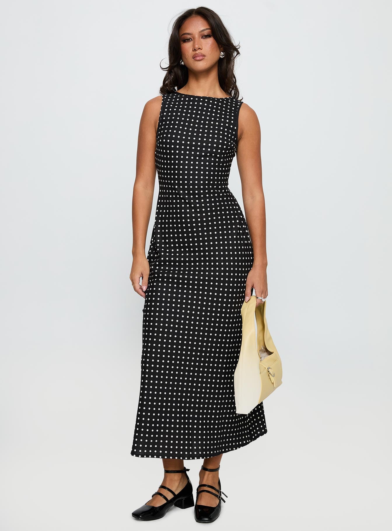 Voyager Linen Blend Midi Dress Black Polka - Image 3