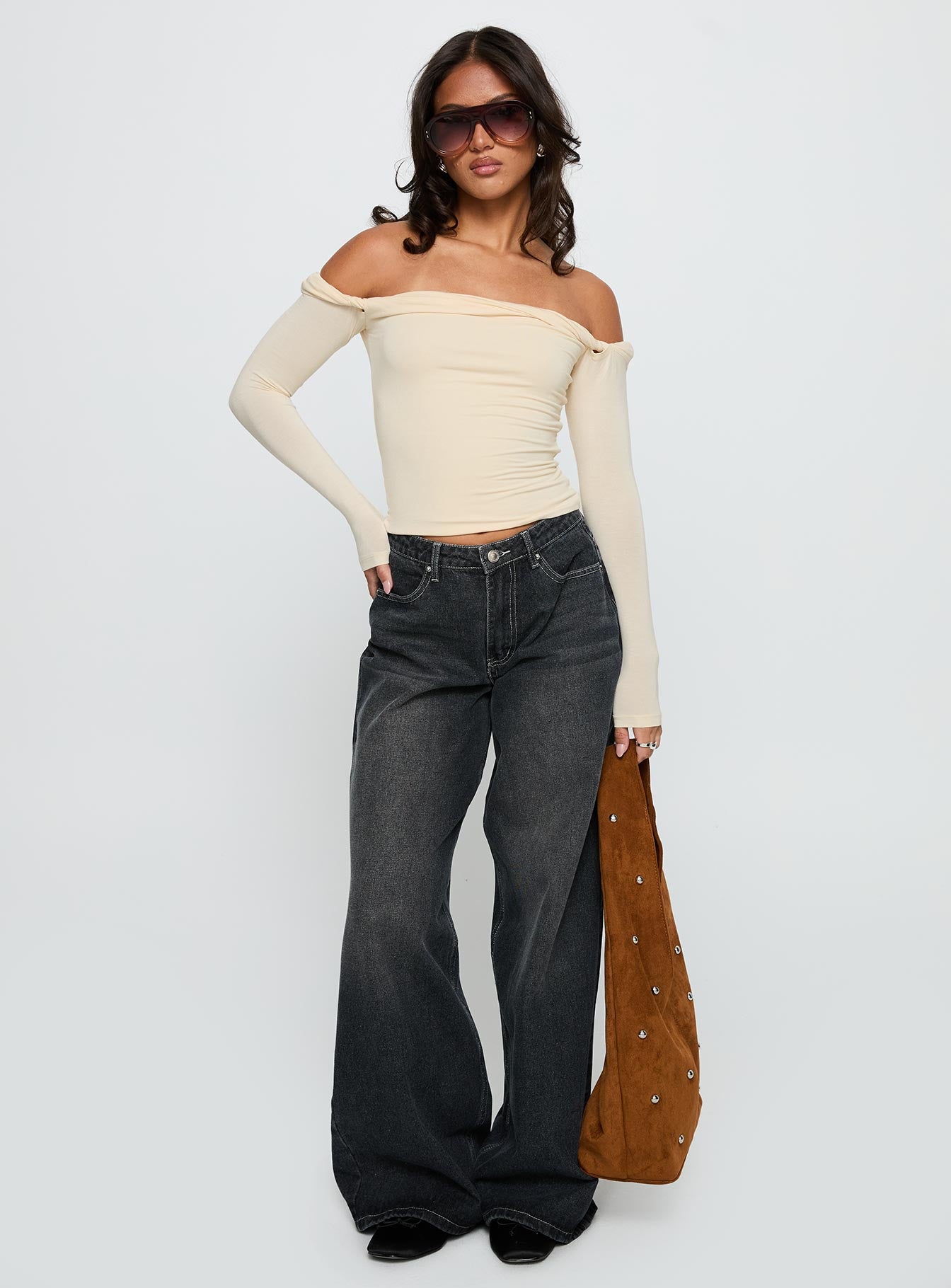 Naylor Wide Leg Jeans Grey Wash - Image 3