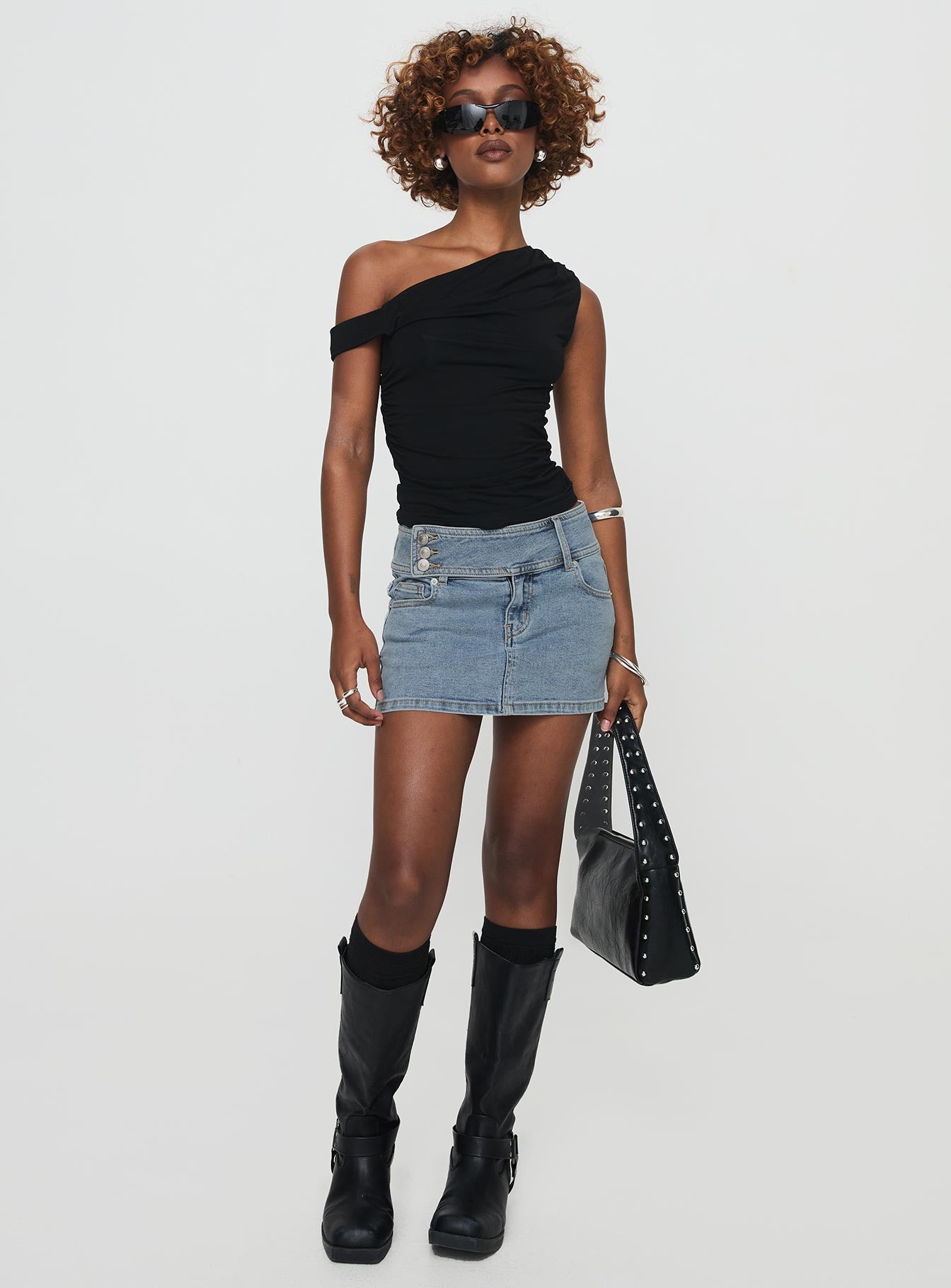 Brinkman Mini Skirt Light Wash Denim - Image 4