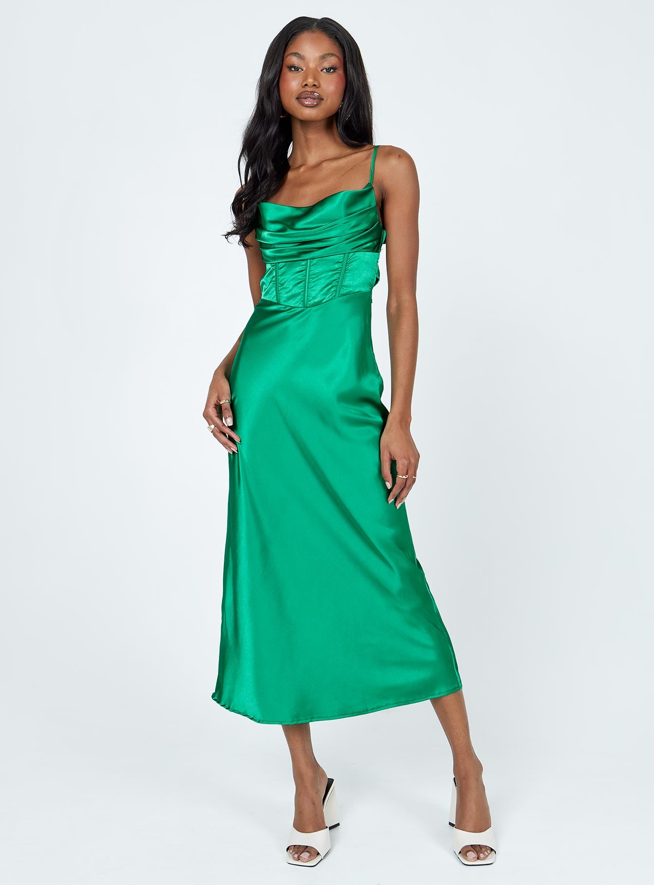Lillie Midi Dress Forest Green - Image 3