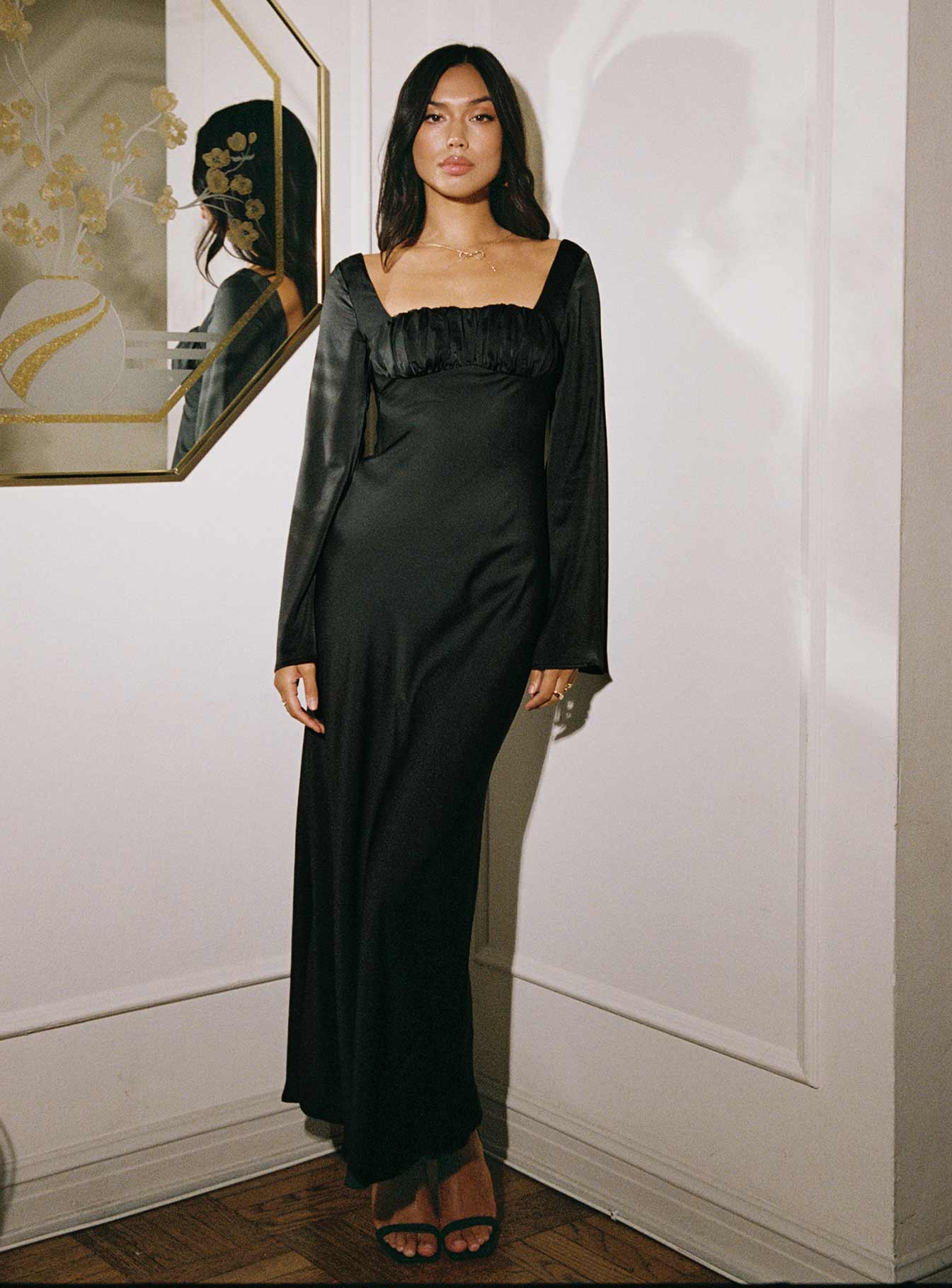 Caponera Long Sleeve Maxi Dress Black - Image 2