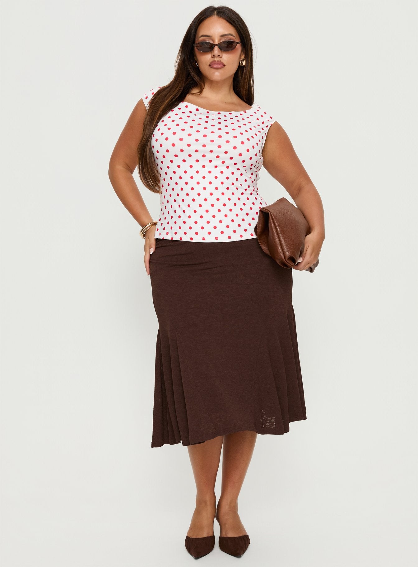 Lewish Low Rise Midi Skirt Chocolate Curve - Image 3