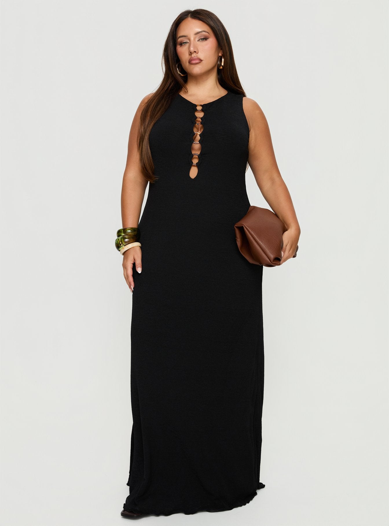 Dejonge Ring Sleeveless Maxi Dress Black Curve - Image 3