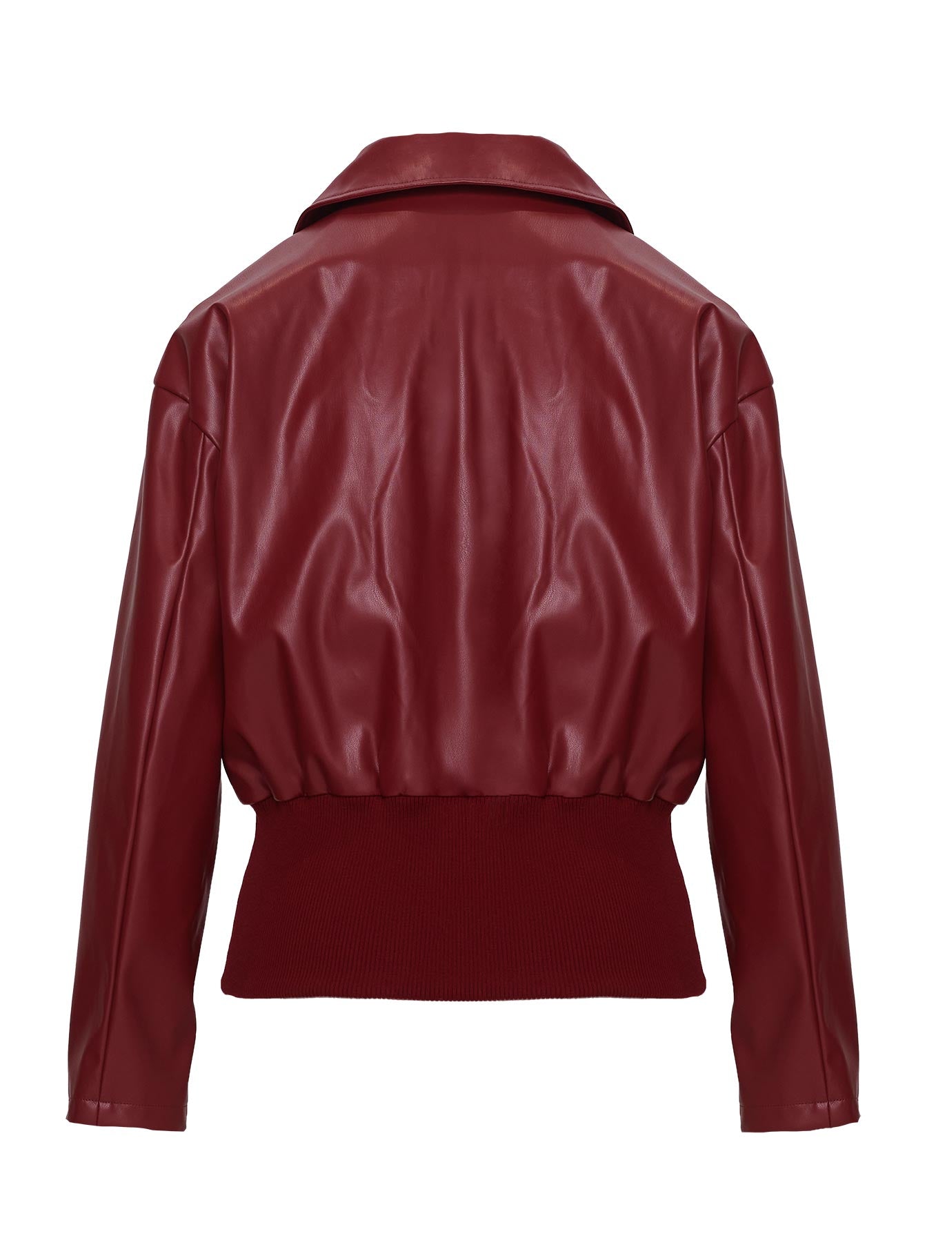 Radio On Blast Faux Leather Bomber Jacket Red - Image 6
