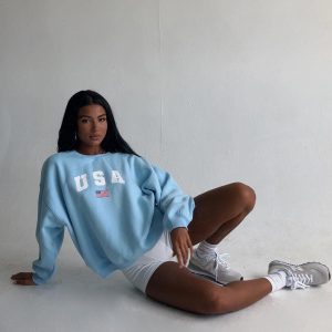 USA Oversized Crewneck Sweatshirt Blue