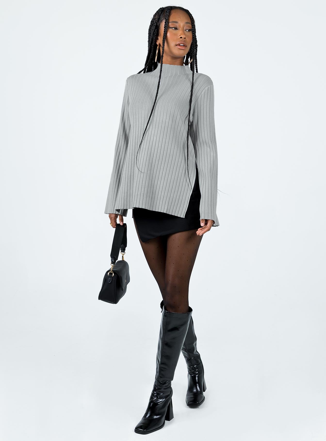 Allen Ribbed Sweater Grey - Image 2