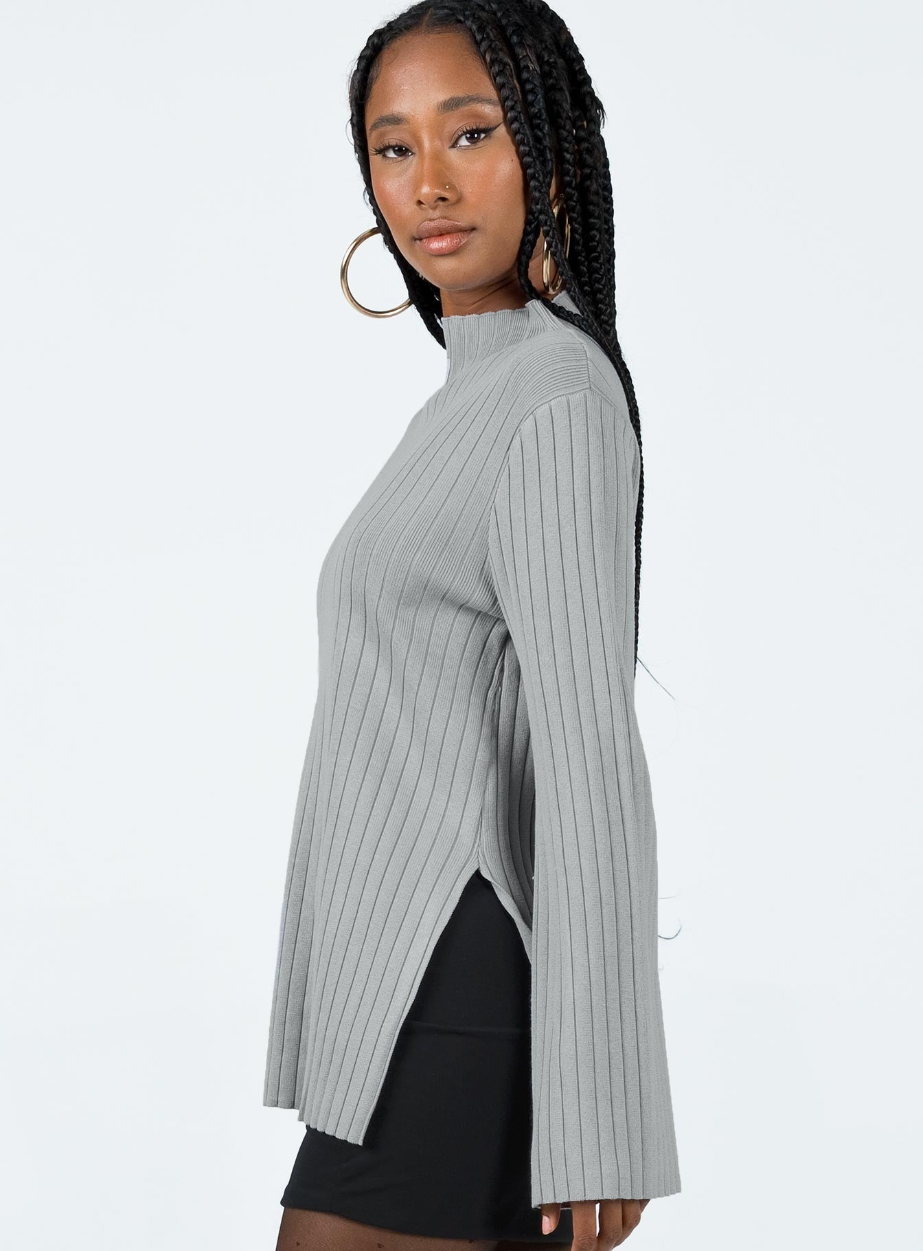 Allen Ribbed Sweater Grey - Image 3