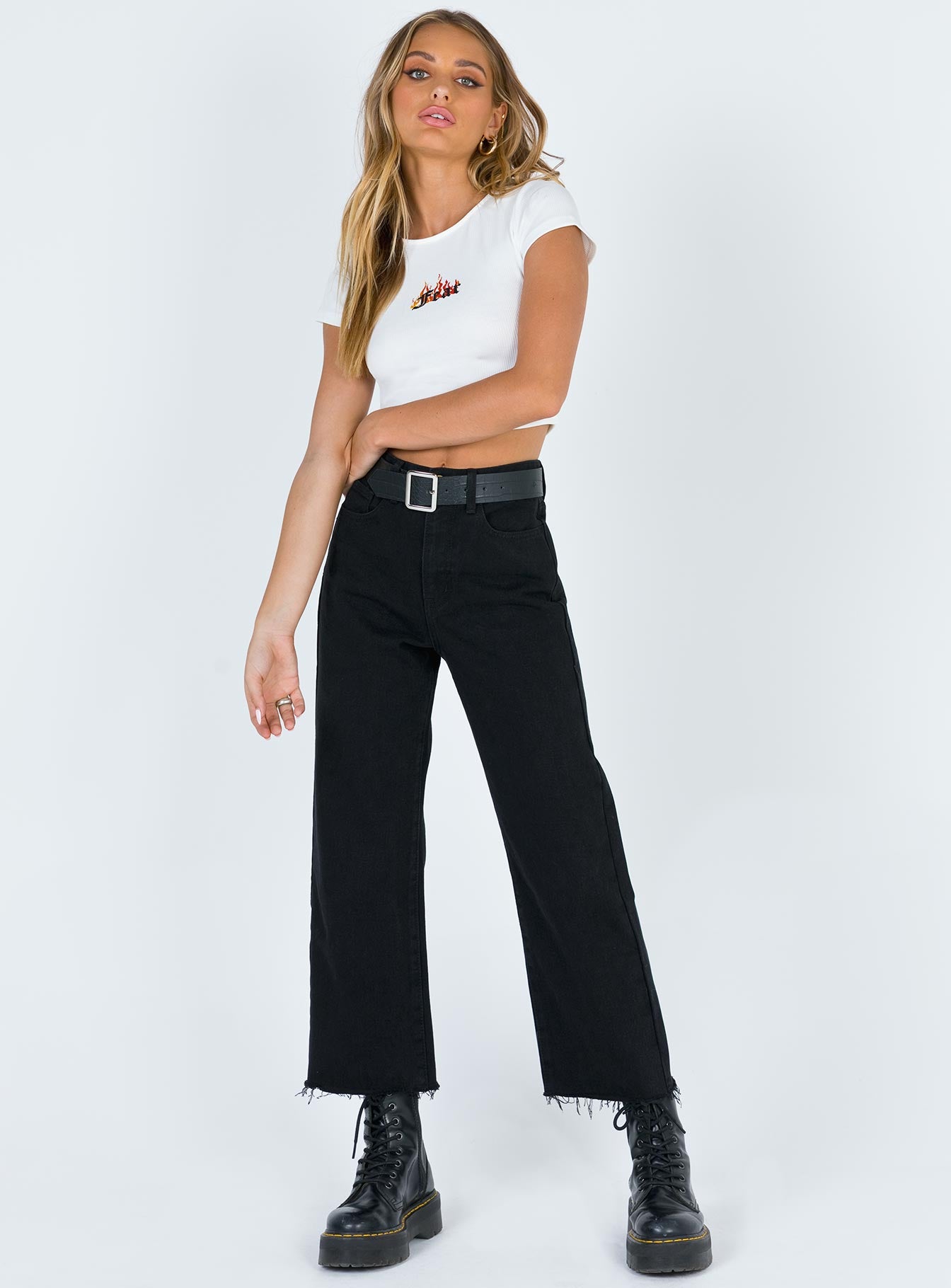 Ruby High Rise Cropped Jean Black Denim - Image 3