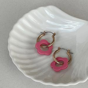 Botanical Girl Earrings Gold / Pink