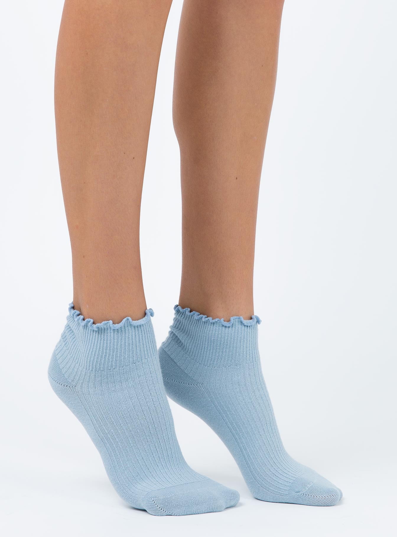 Ribbed Ruffle Socks Baby Blue - Image 2