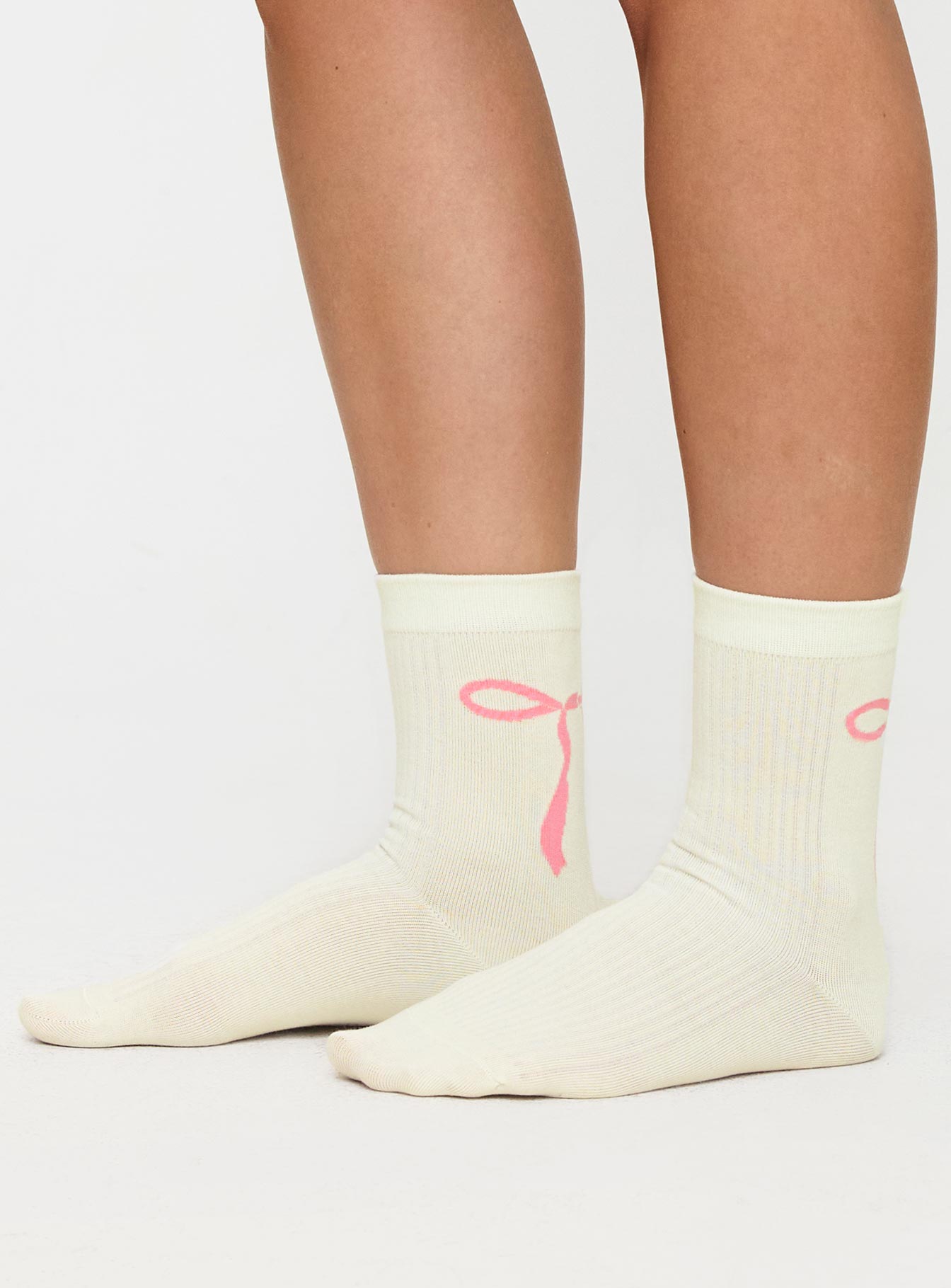 Bow Out Socks White/ Pink - Image 3