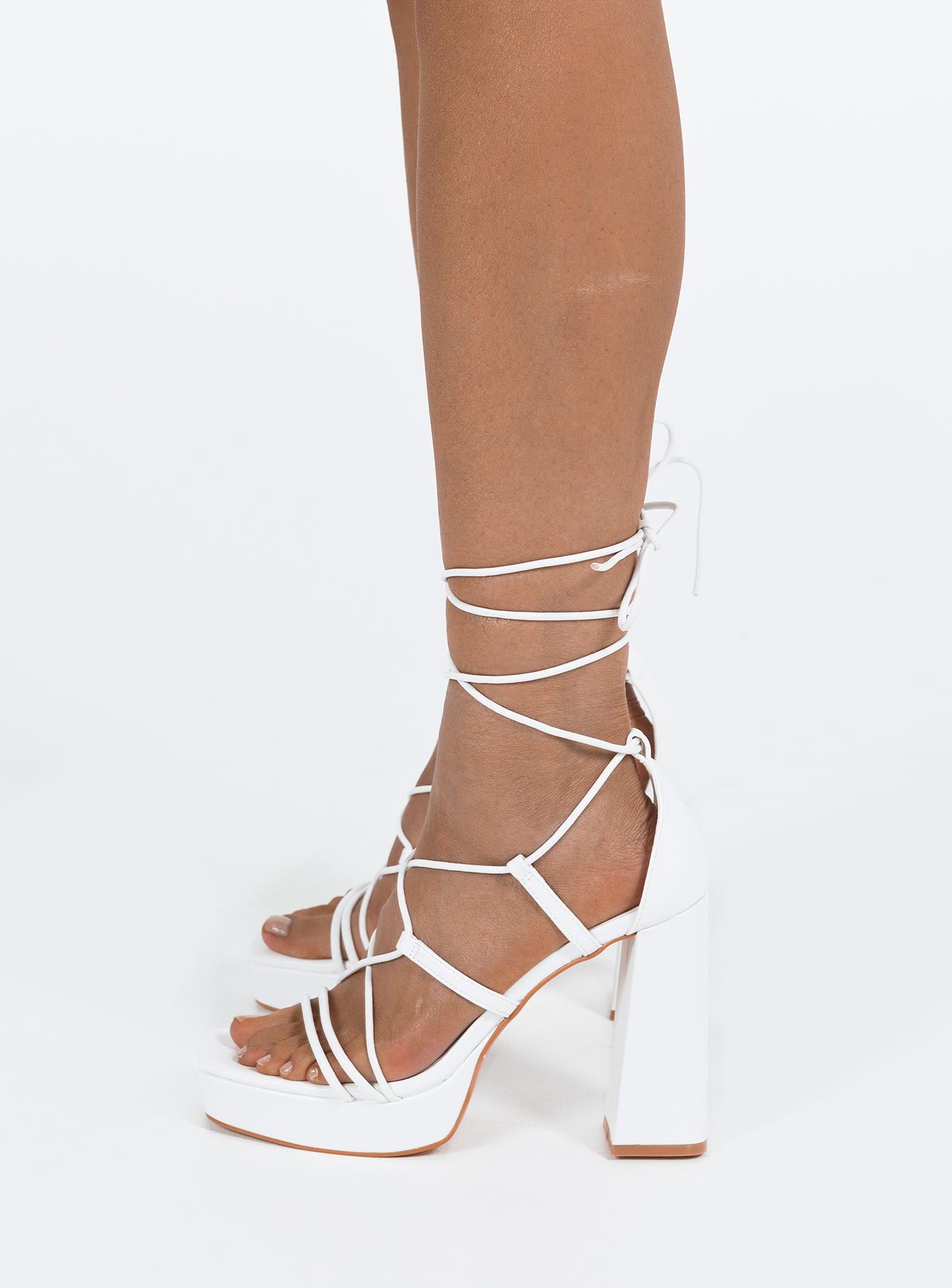 Mallard Strappy Heels White - Image 3