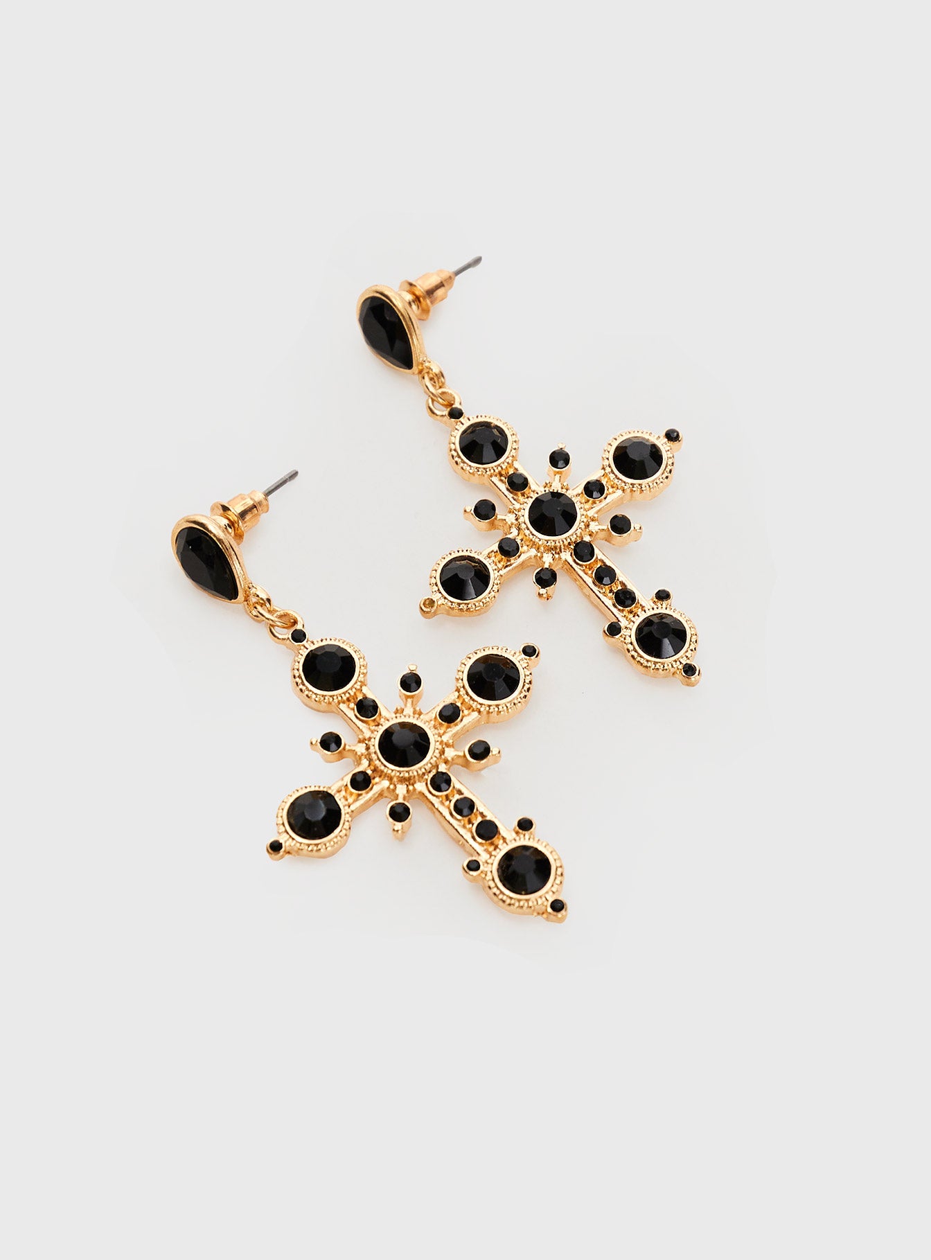 Mako Cross Earrings Gold / Black - Image 3