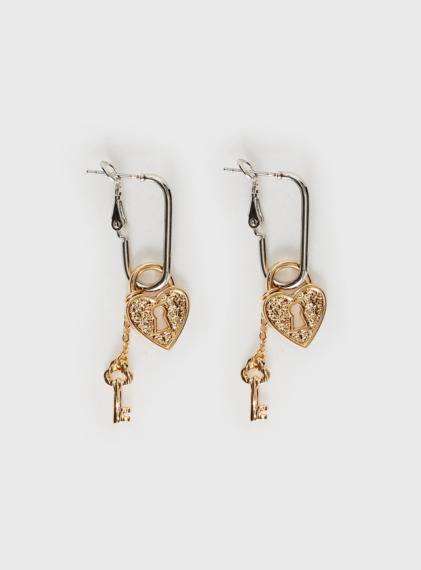 Lock & Key Earrings Gold - Image 3