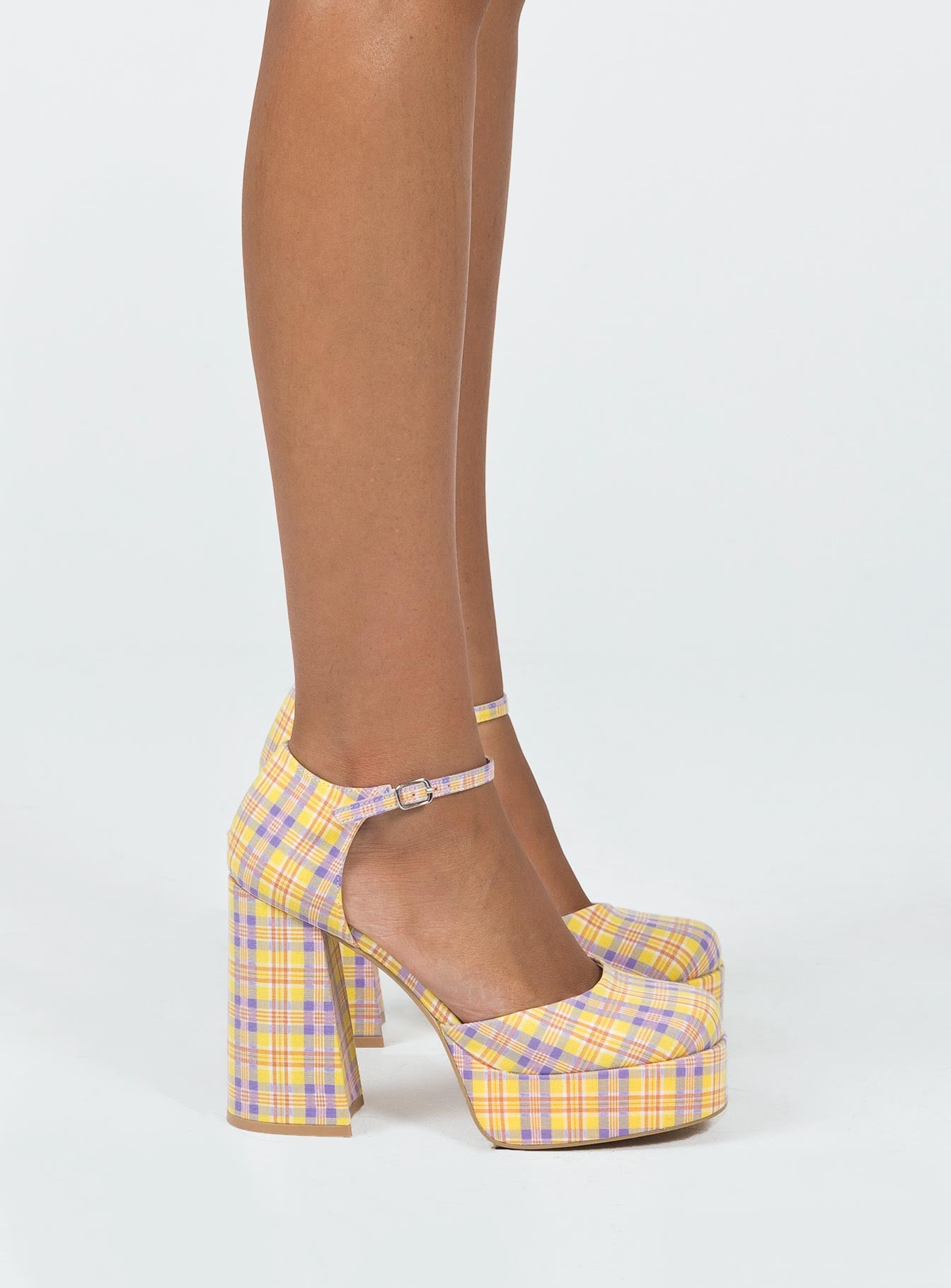 Chabert Platform Heels Yellow / Check - Image 3