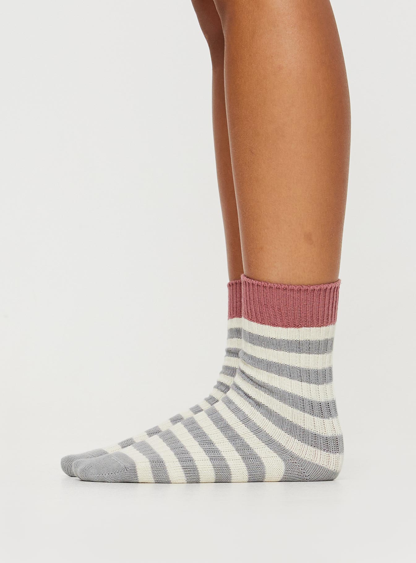 Jenneyfer Socks Grey Stripe - Image 3