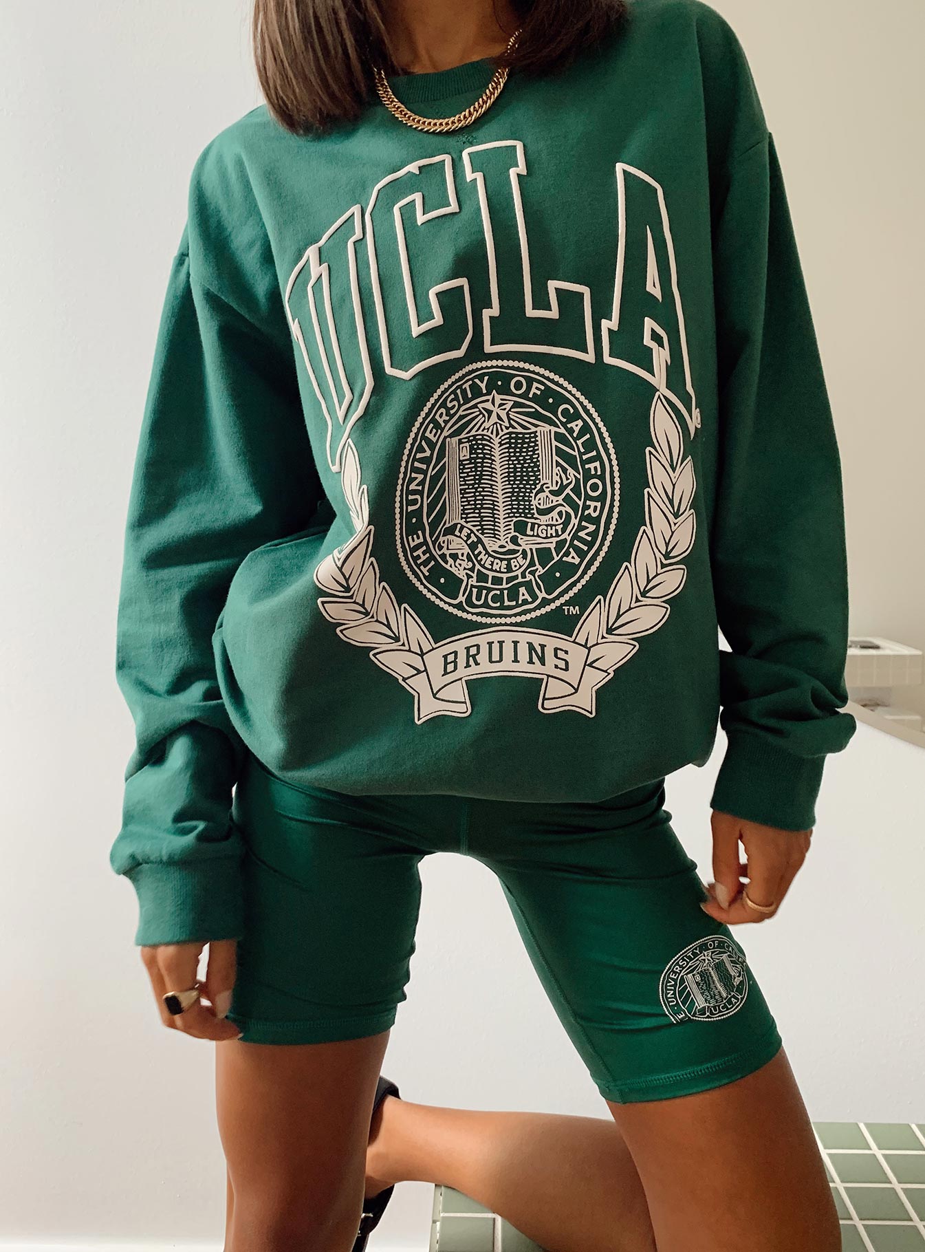UCLA Bike Shorts Green - Image 2