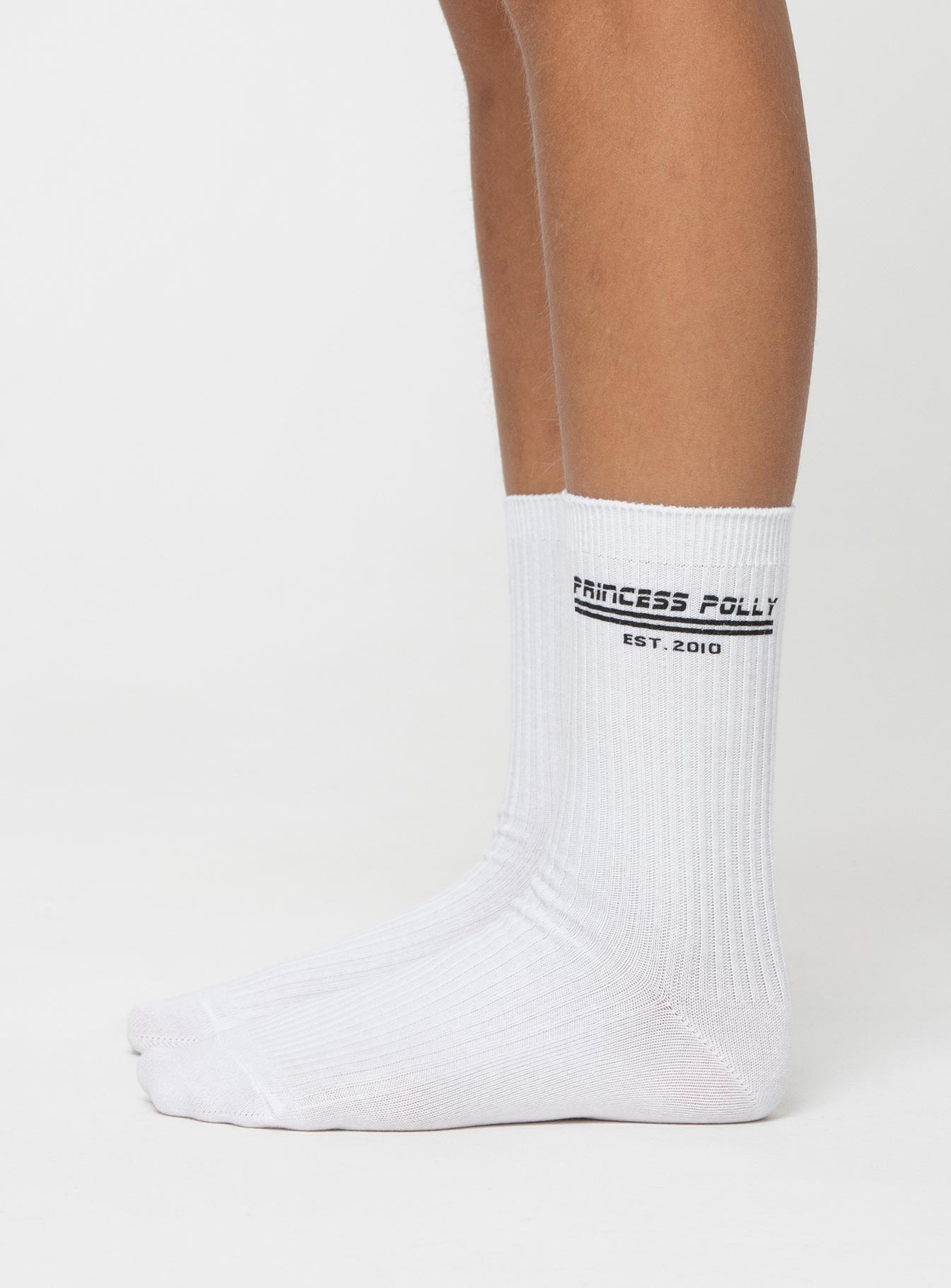 Princess Polly Crew Socks White / Black - Image 3