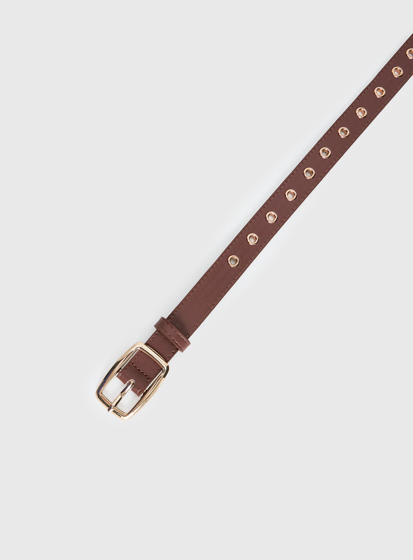 Rileigh Eyelet Faux Leather Belt Brown / Gold - Image 3