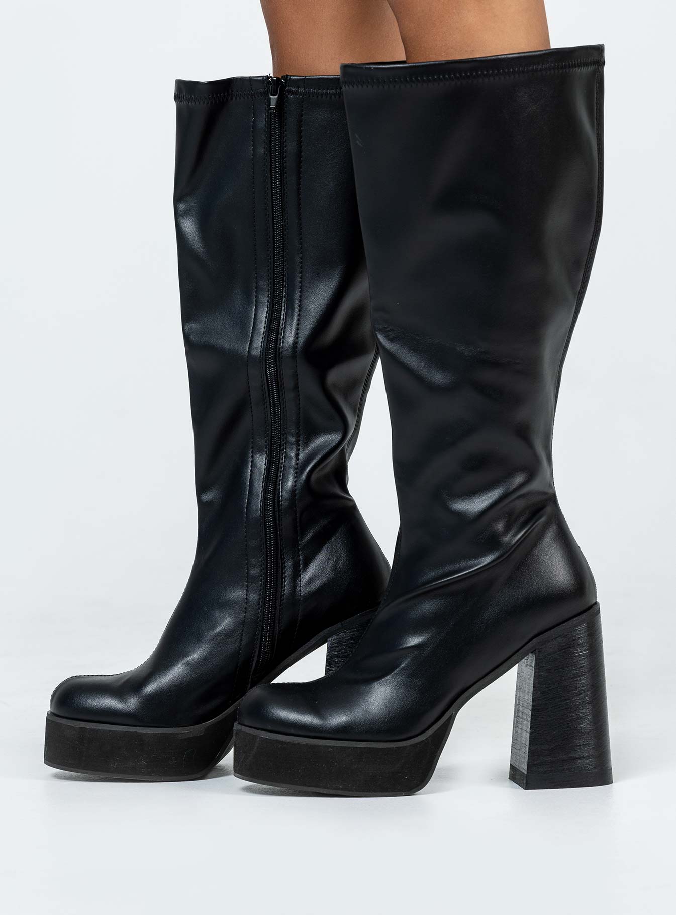Coline Knee High Platform Boots Black - Image 3