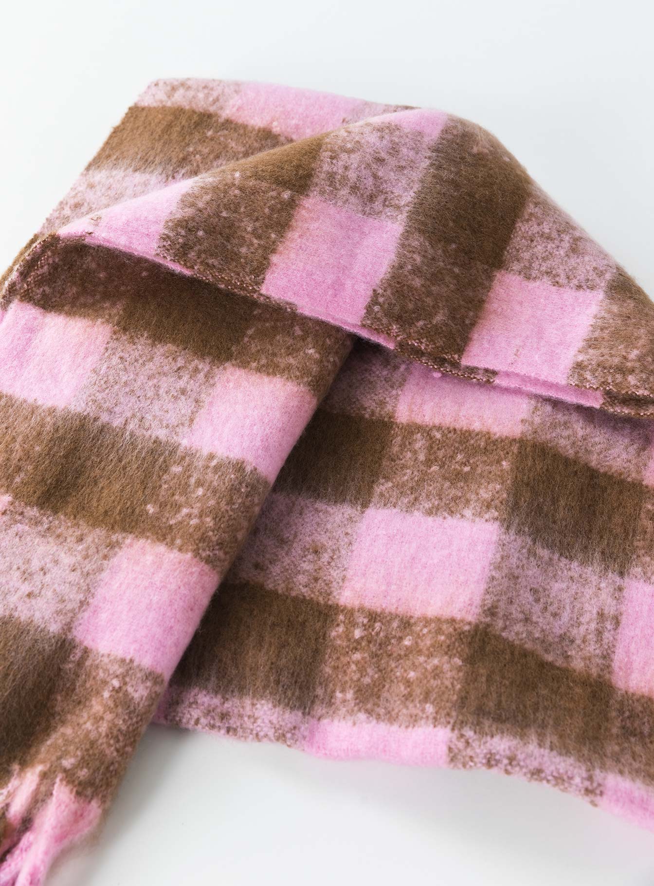 Piero Check Scarf Pink / Brown - Image 3
