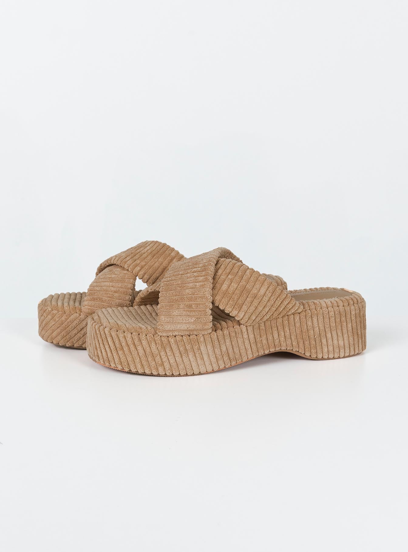 Kora Corduroy Sandals Beige - Image 3