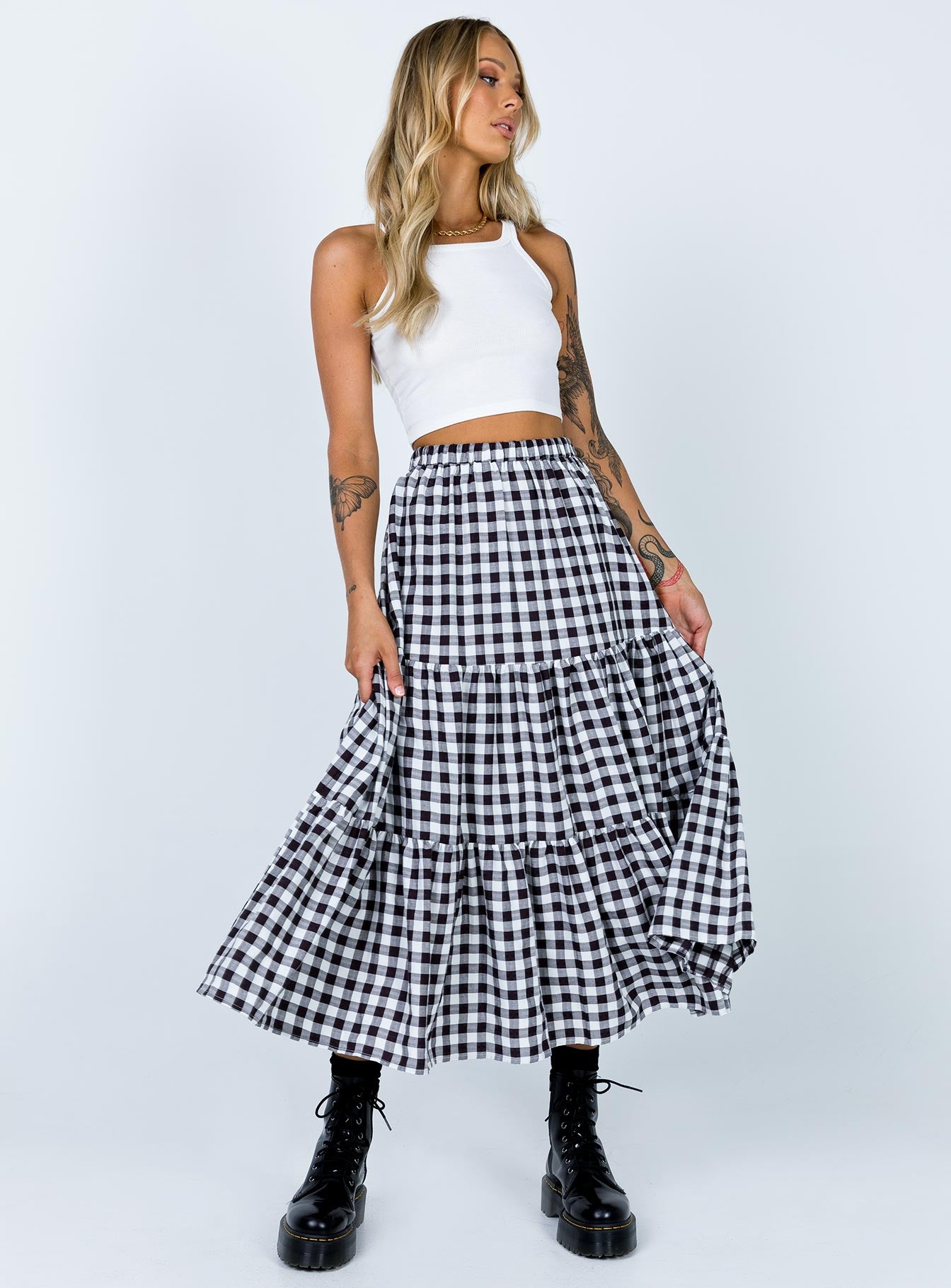 Hale Midi Skirt Black / White - Image 3
