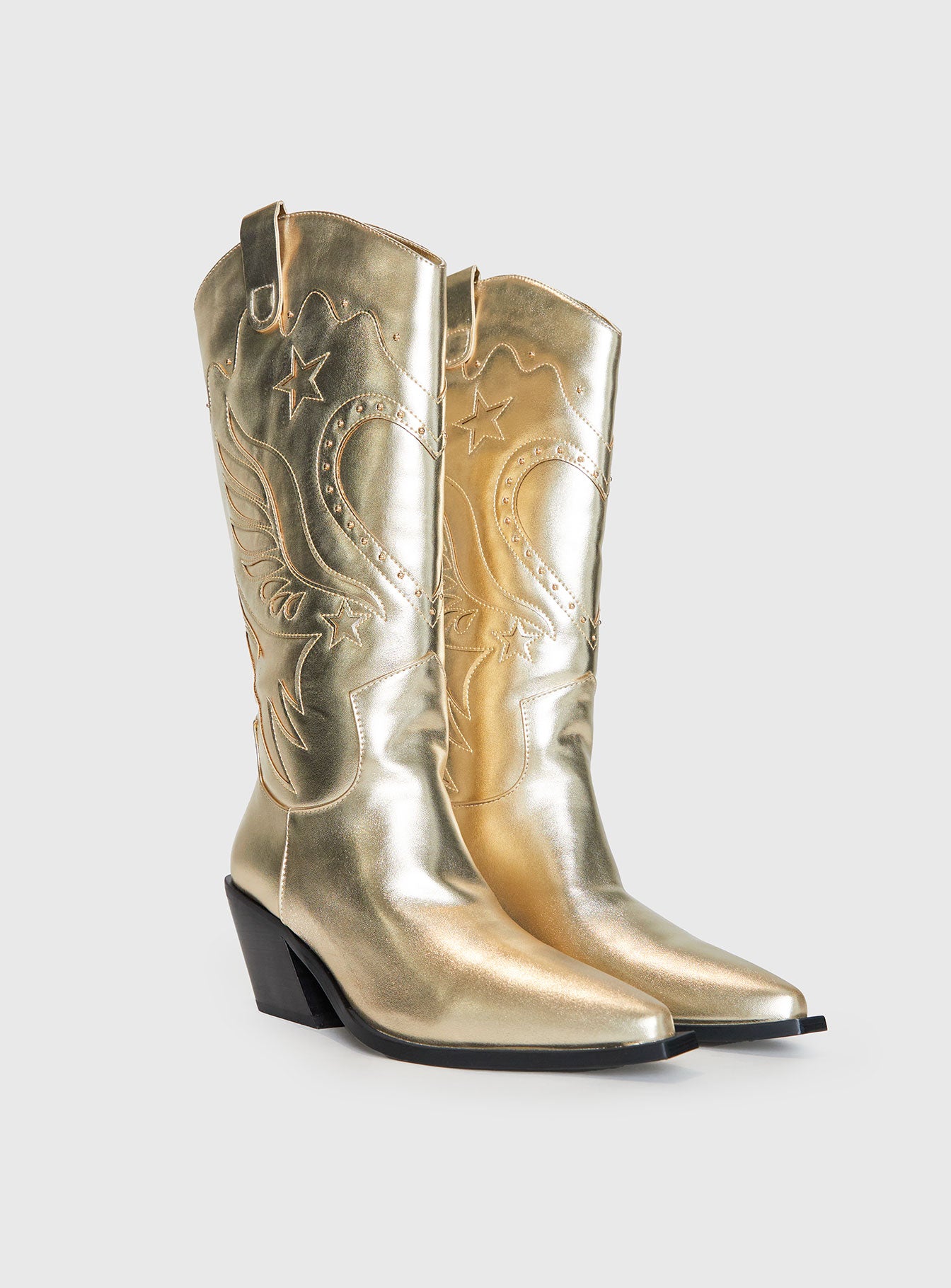Billini Everlyn Cowboys Boots Gold Metallic - Image 3