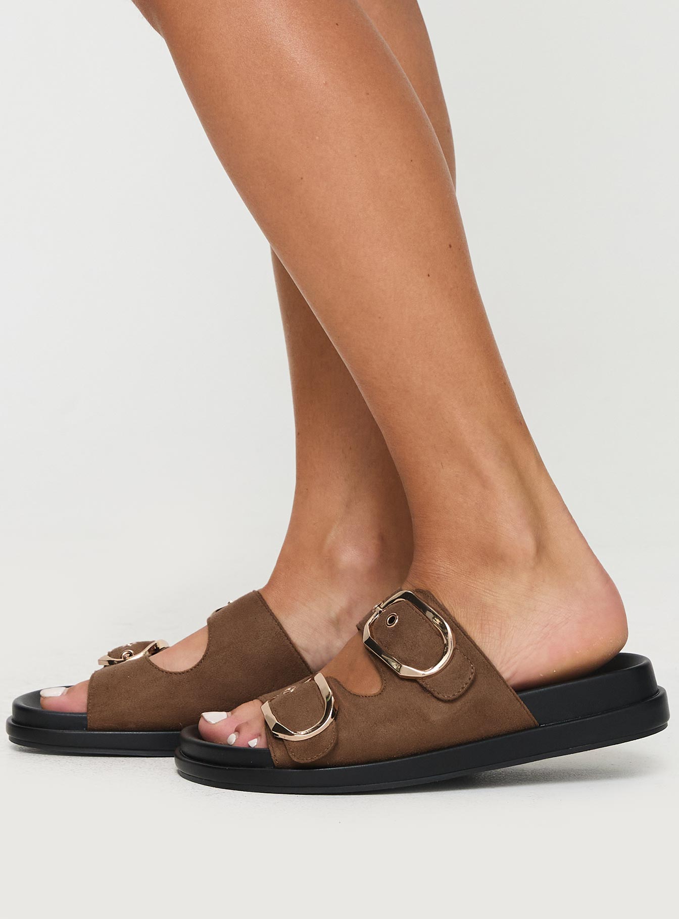 Billini Kasen Slides Taupe Faux Suede - Image 3