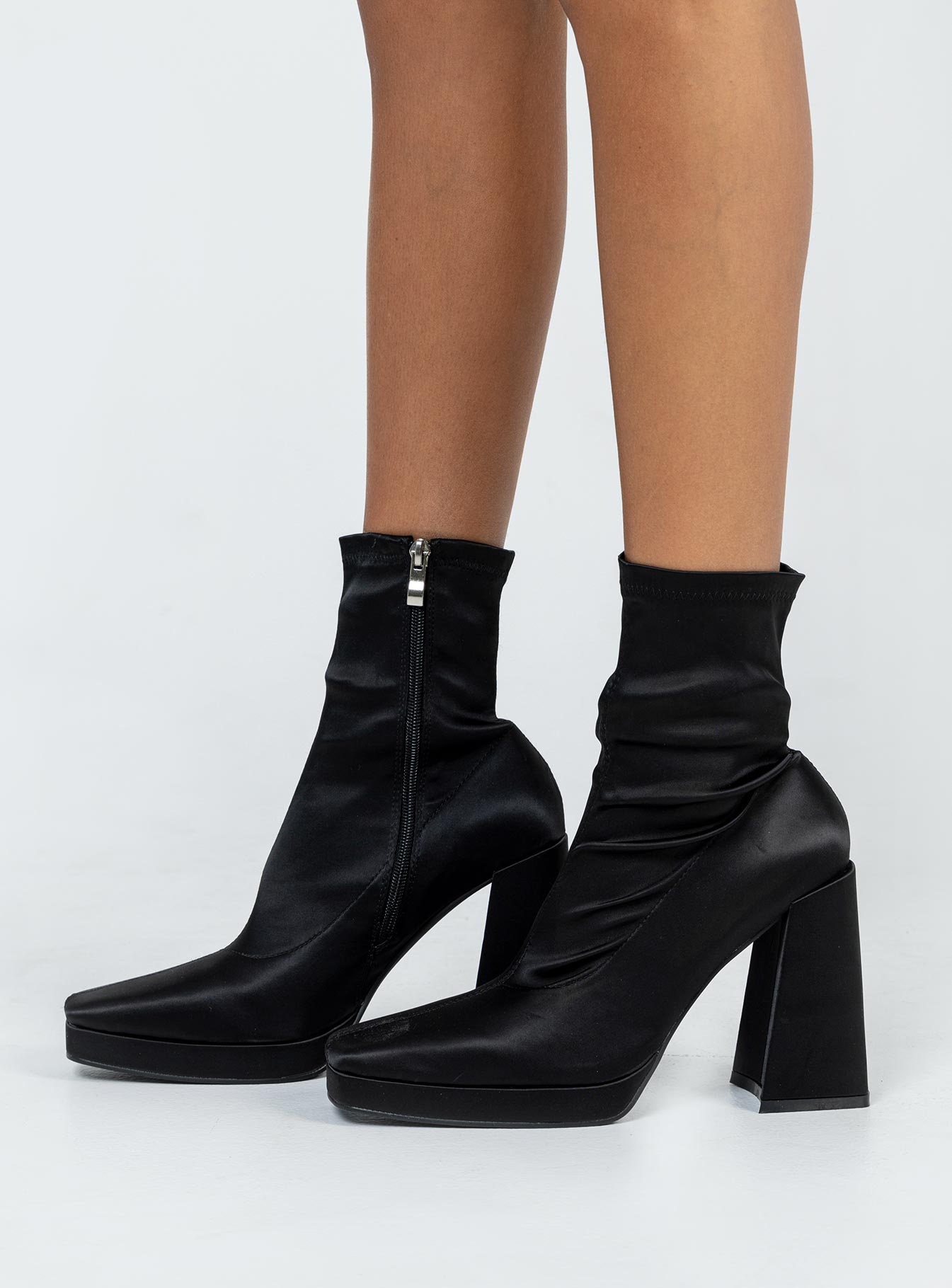 Highway Satin Ankle Boots Black - Image 3