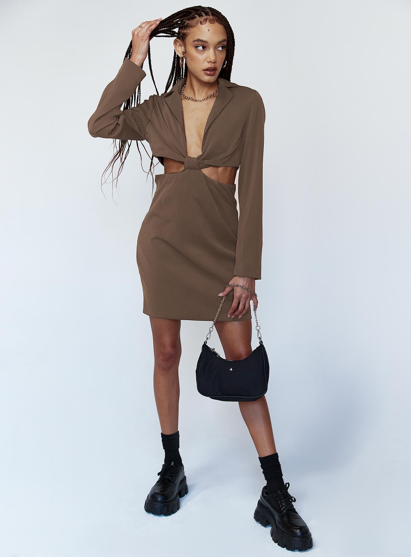 Celeste Mini Dress Brown - Image 2