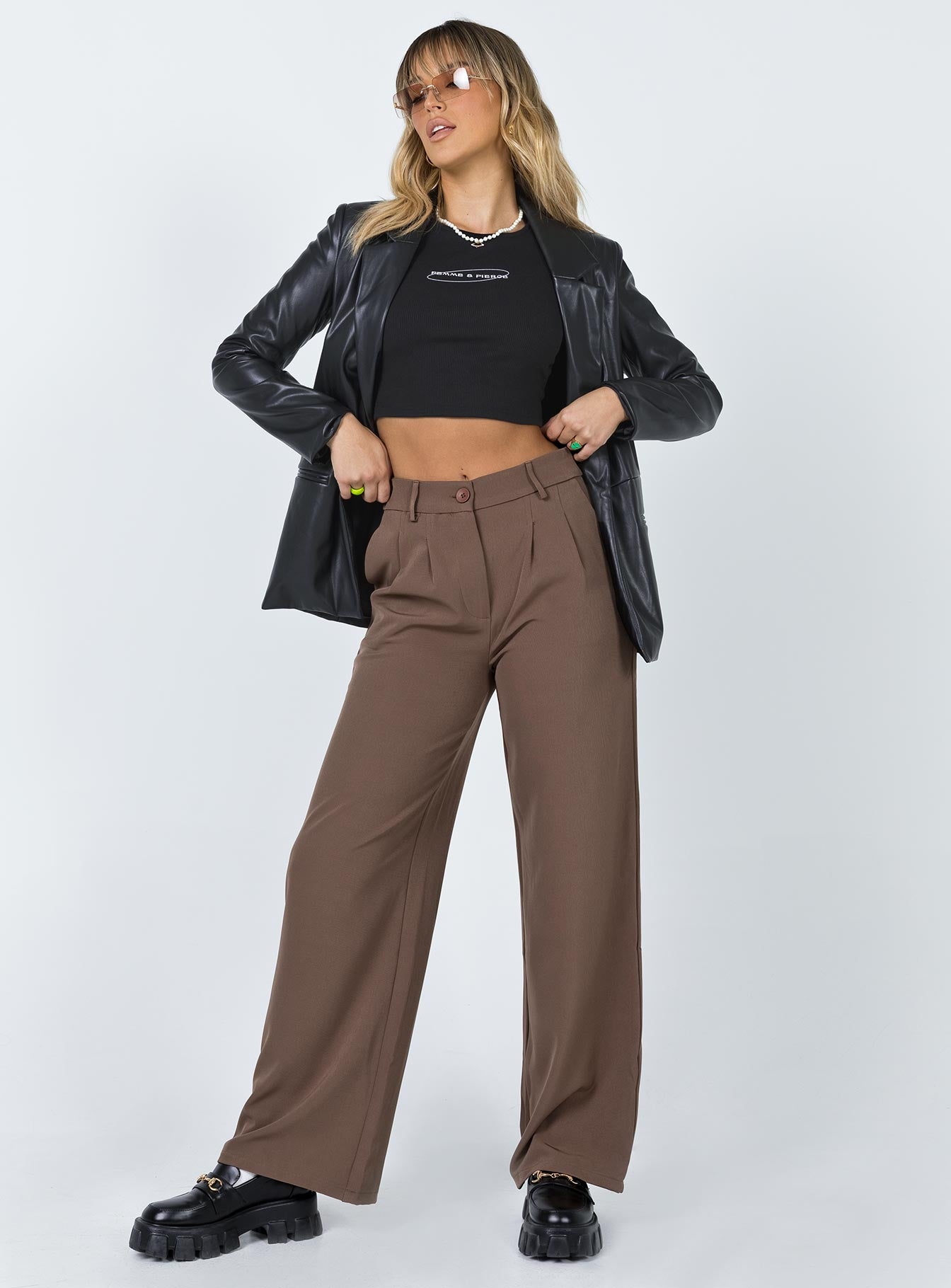 Morrison Faux Leather Blazer Black - Image 4