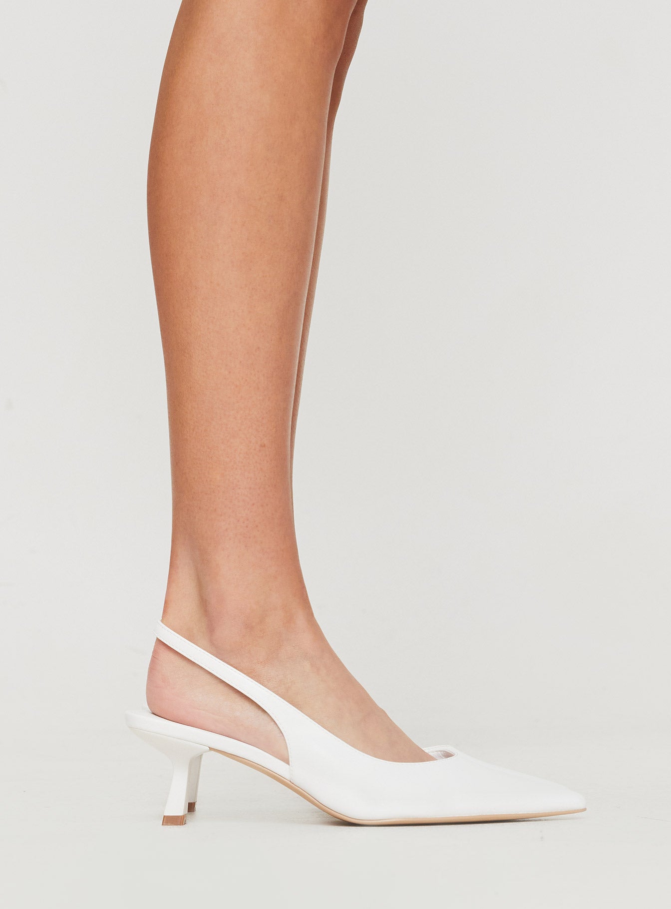Denalia Pointed Toe Heels White Matte - Image 3