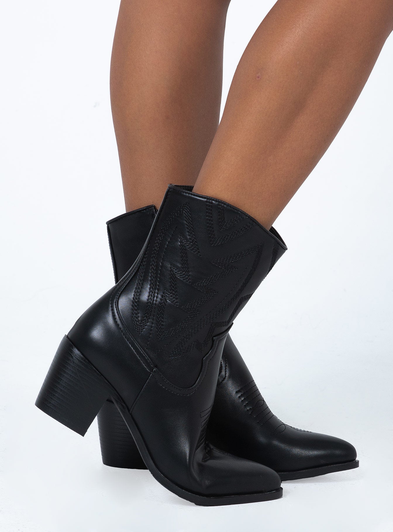 Dominique Cowboy Boots Black - Image 3