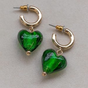 Pico Heart Earrings Gold / Green