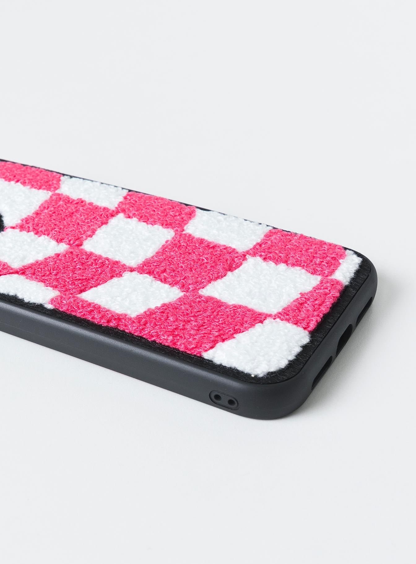 Avenue Check Textured iPhone Case Pink / White - Image 3