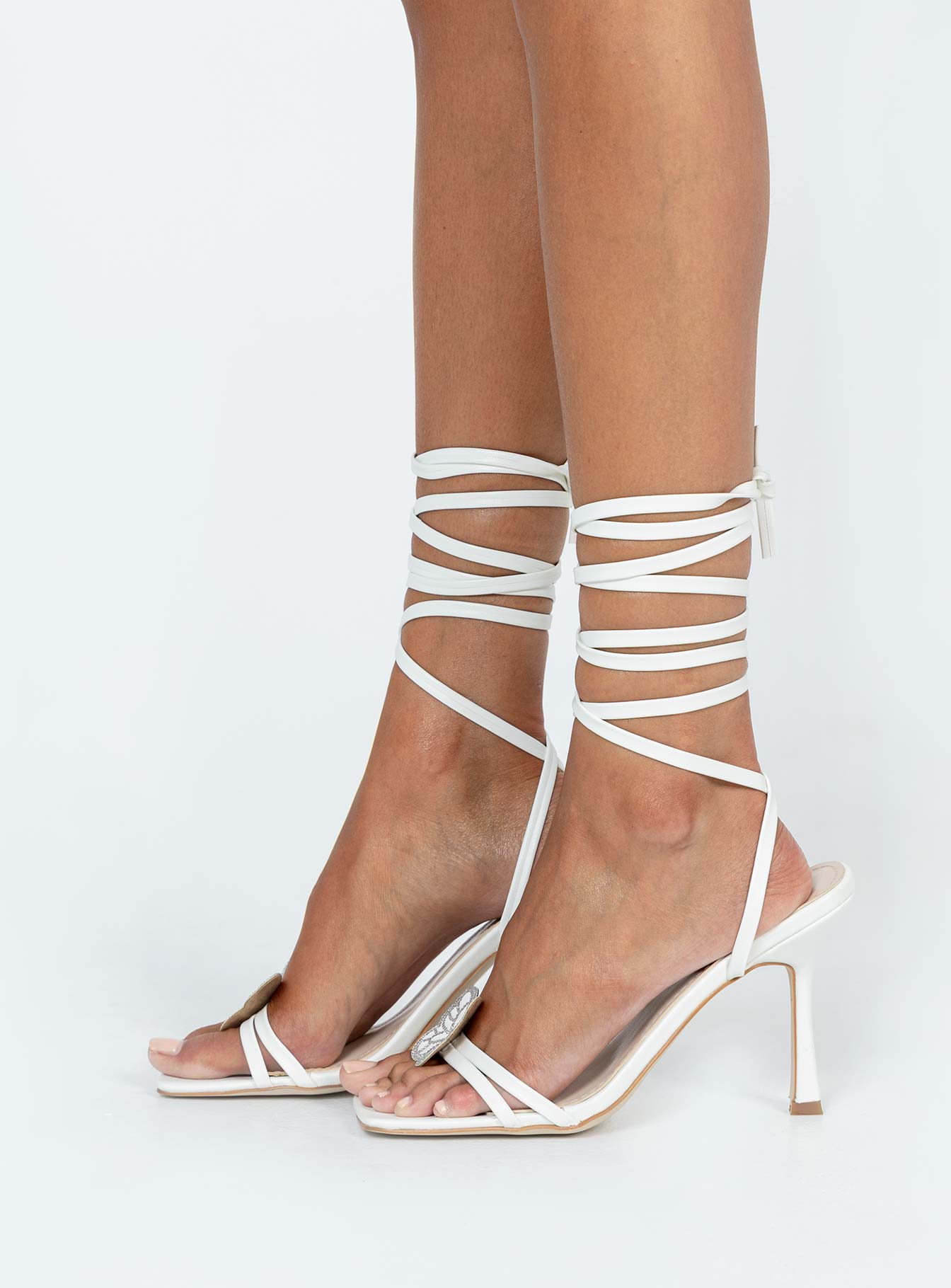Lamina Strappy Heels White - Image 3
