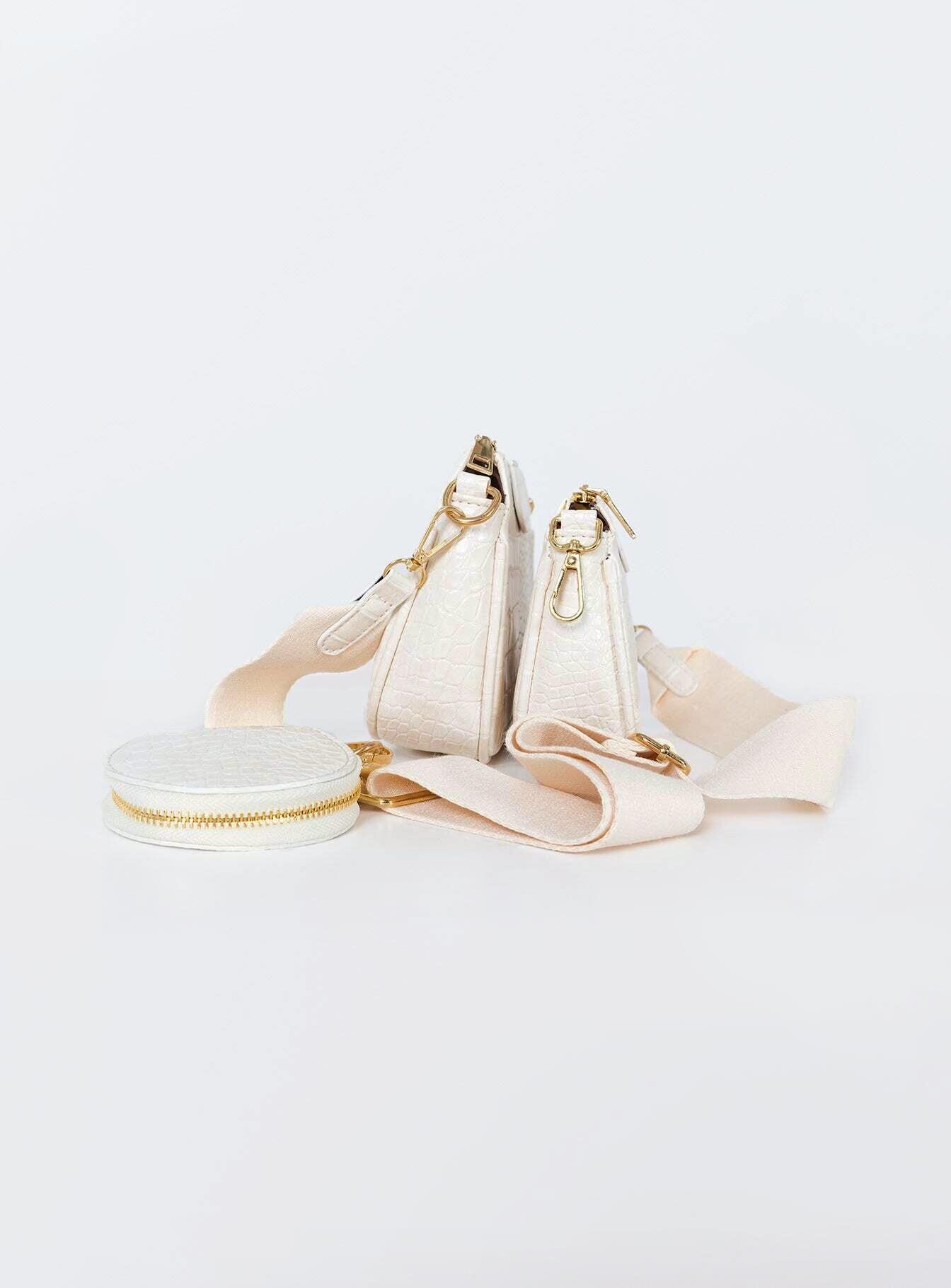 Harvey Croc Multi Pocket Bag White - Image 3