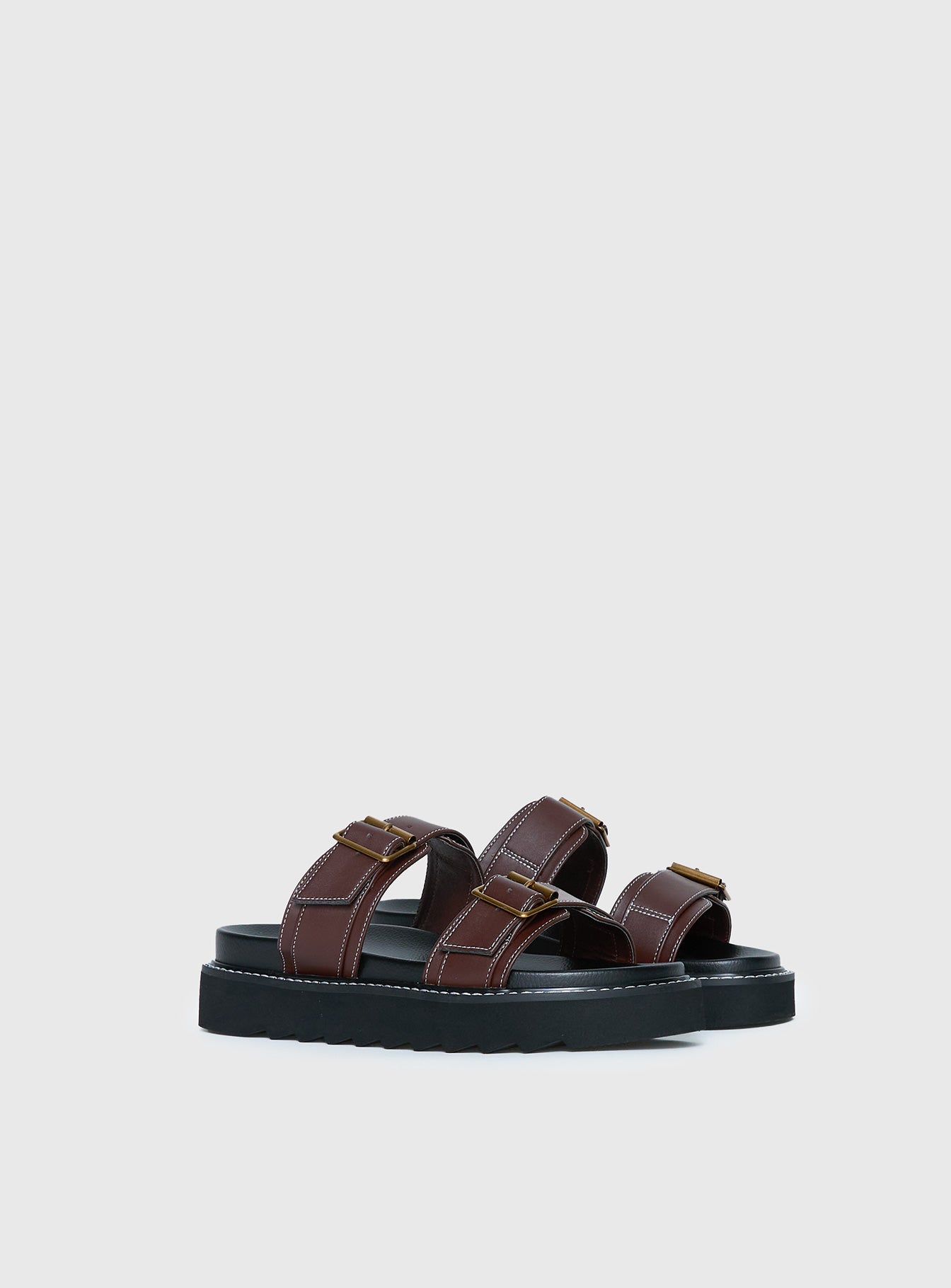 Ma Belle Sandals Contrast Stitch Chocolate - Image 3