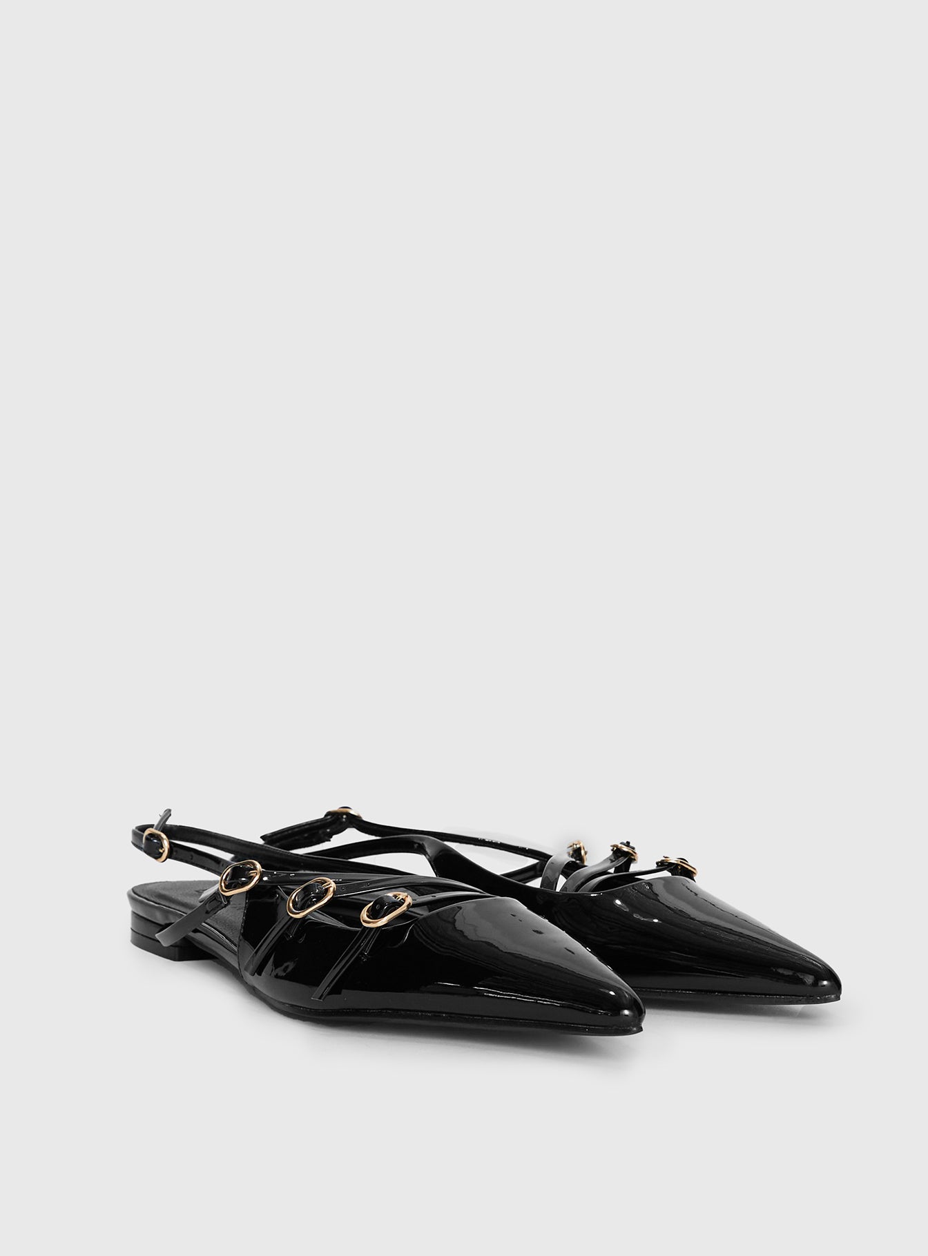 Billini Hettie Pointed Toe Flats Black Patent - Image 3