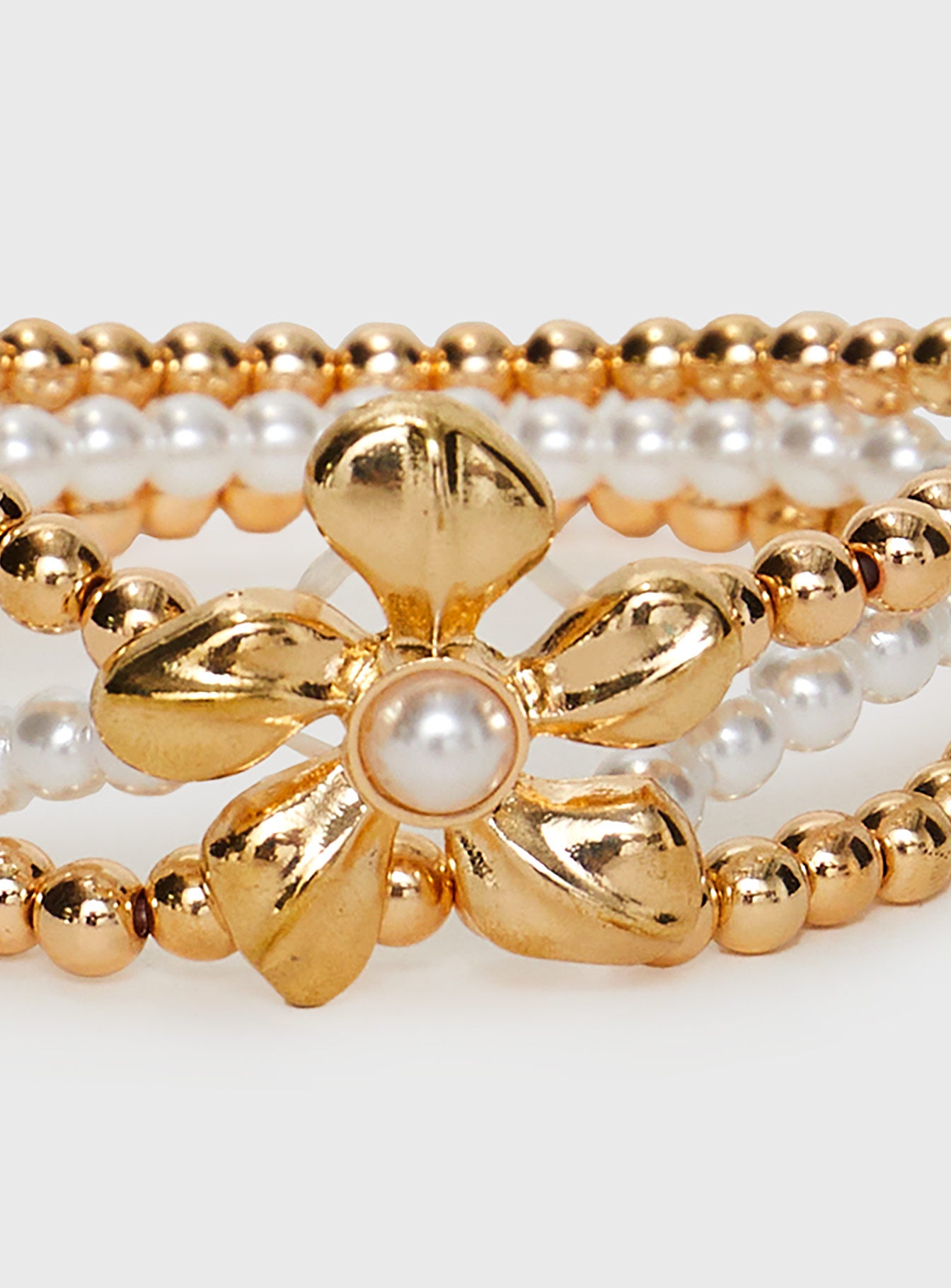 Chani Flower Beaded Bracelet Pack Gold - Image 3