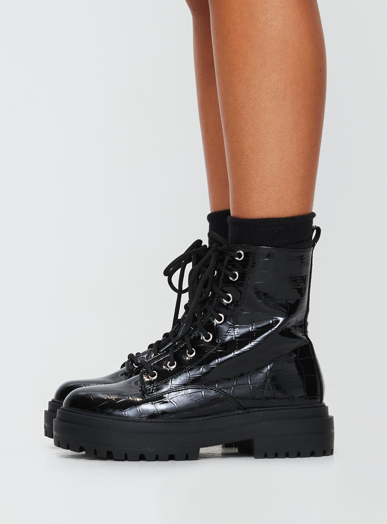 Obey Combat Boots Black Croc - Image 3