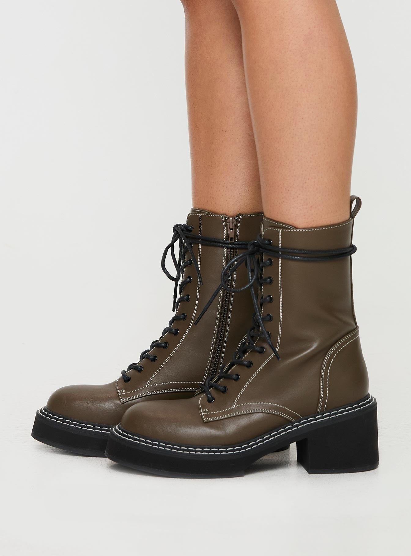 Exa Combat Boots Olive Green - Image 3